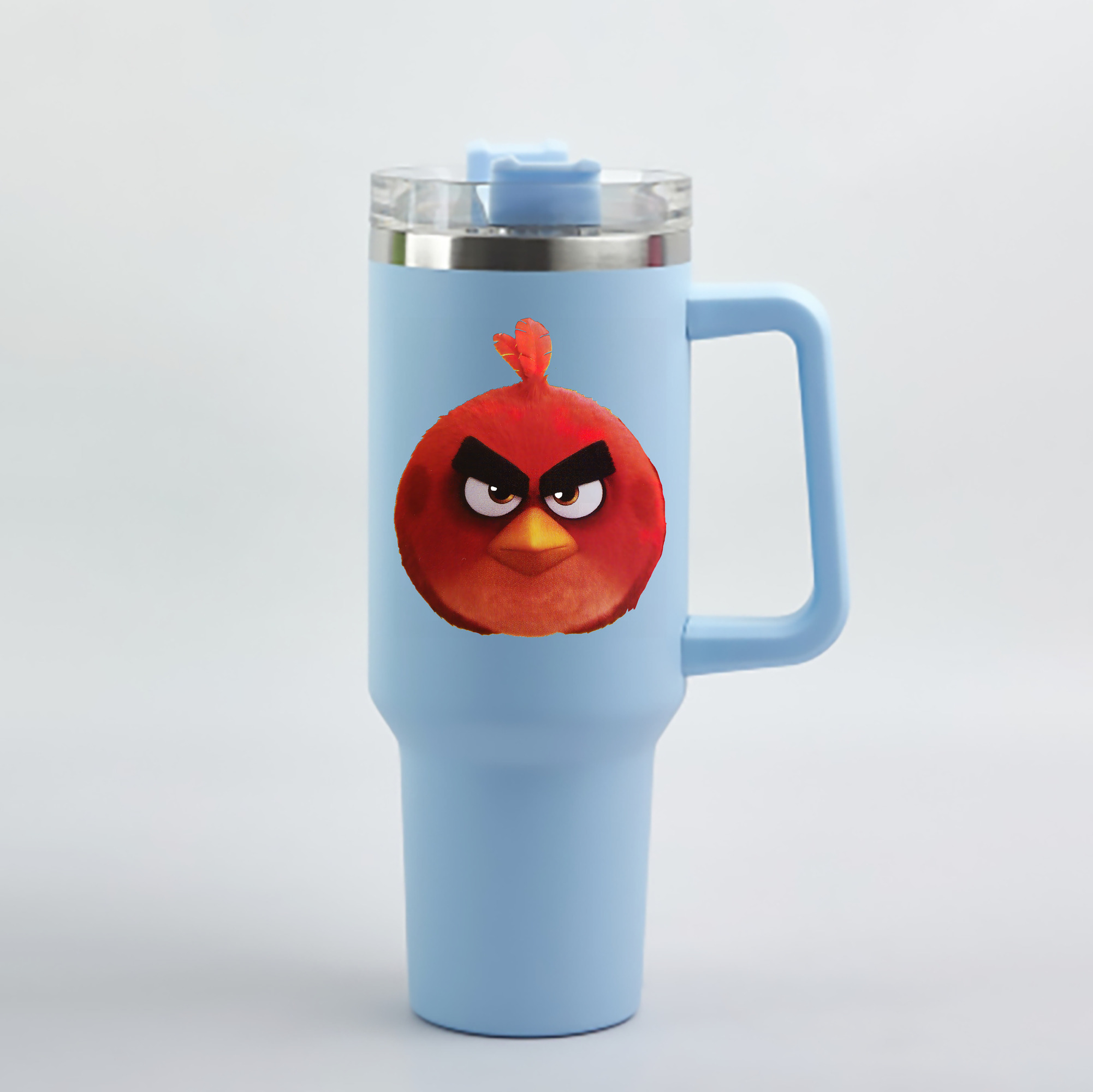 （画像用） Angry Birds アングリーバード 1200mL車用タンブラー - クリスタルステッカー（プラスチックストロー付き）