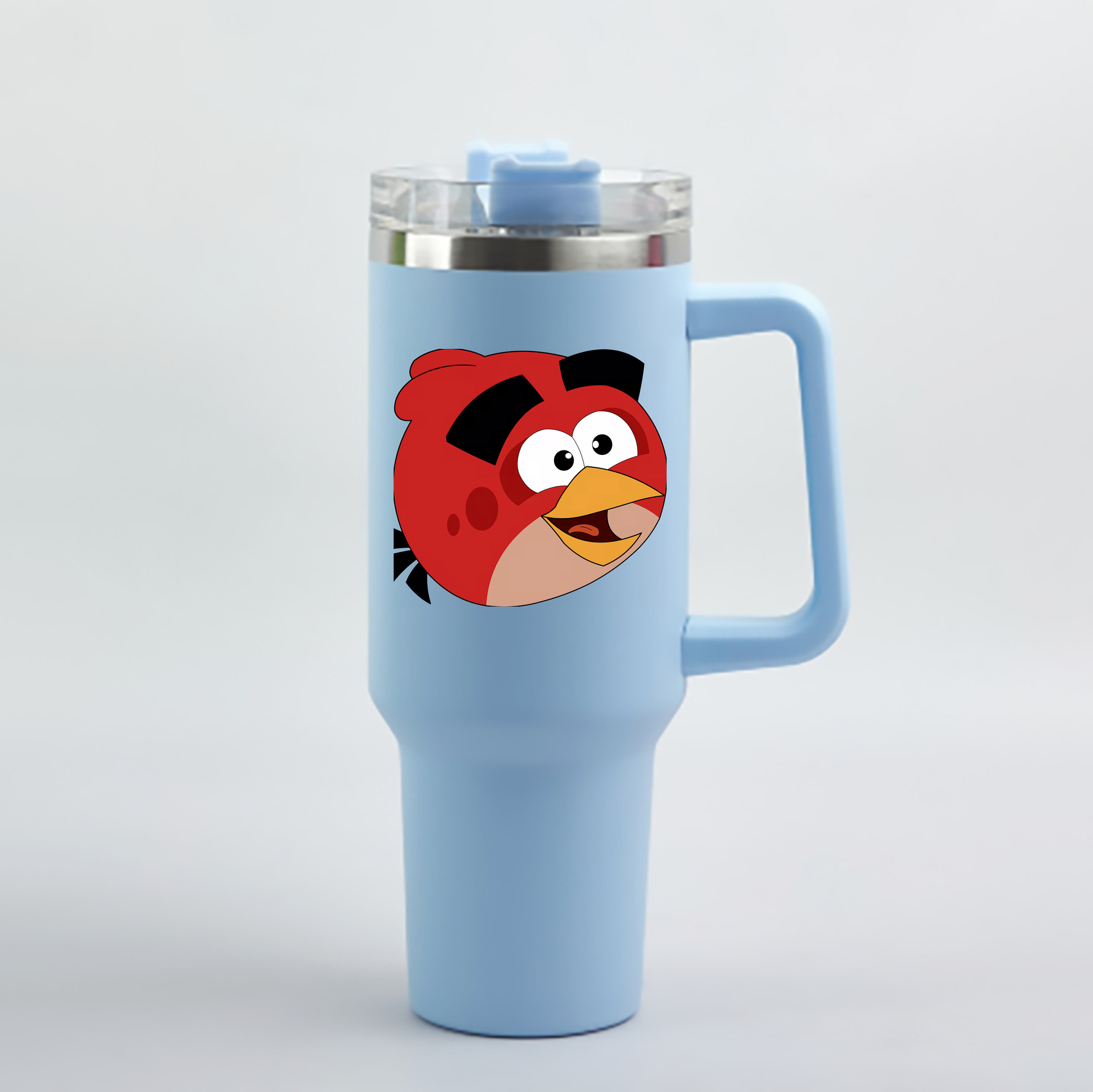 （画像用） Angry Birds アングリーバード 1200mL車用タンブラー - クリスタルステッカー（プラスチックストロー付き）