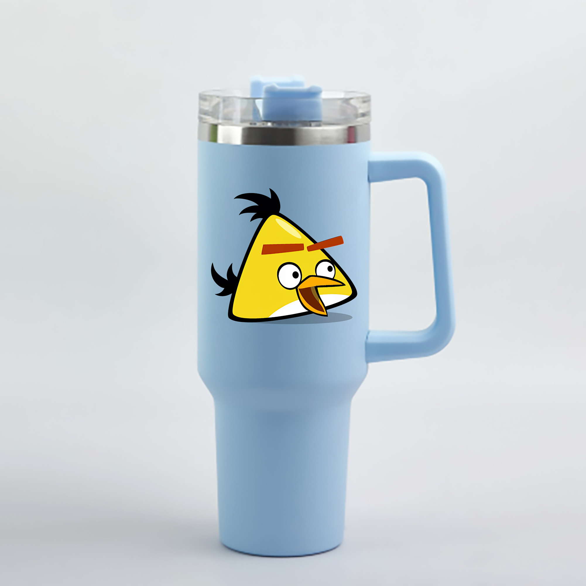 （画像用） Angry Birds アングリーバード 1200mL車用タンブラー - クリスタルステッカー（プラスチックストロー付き）