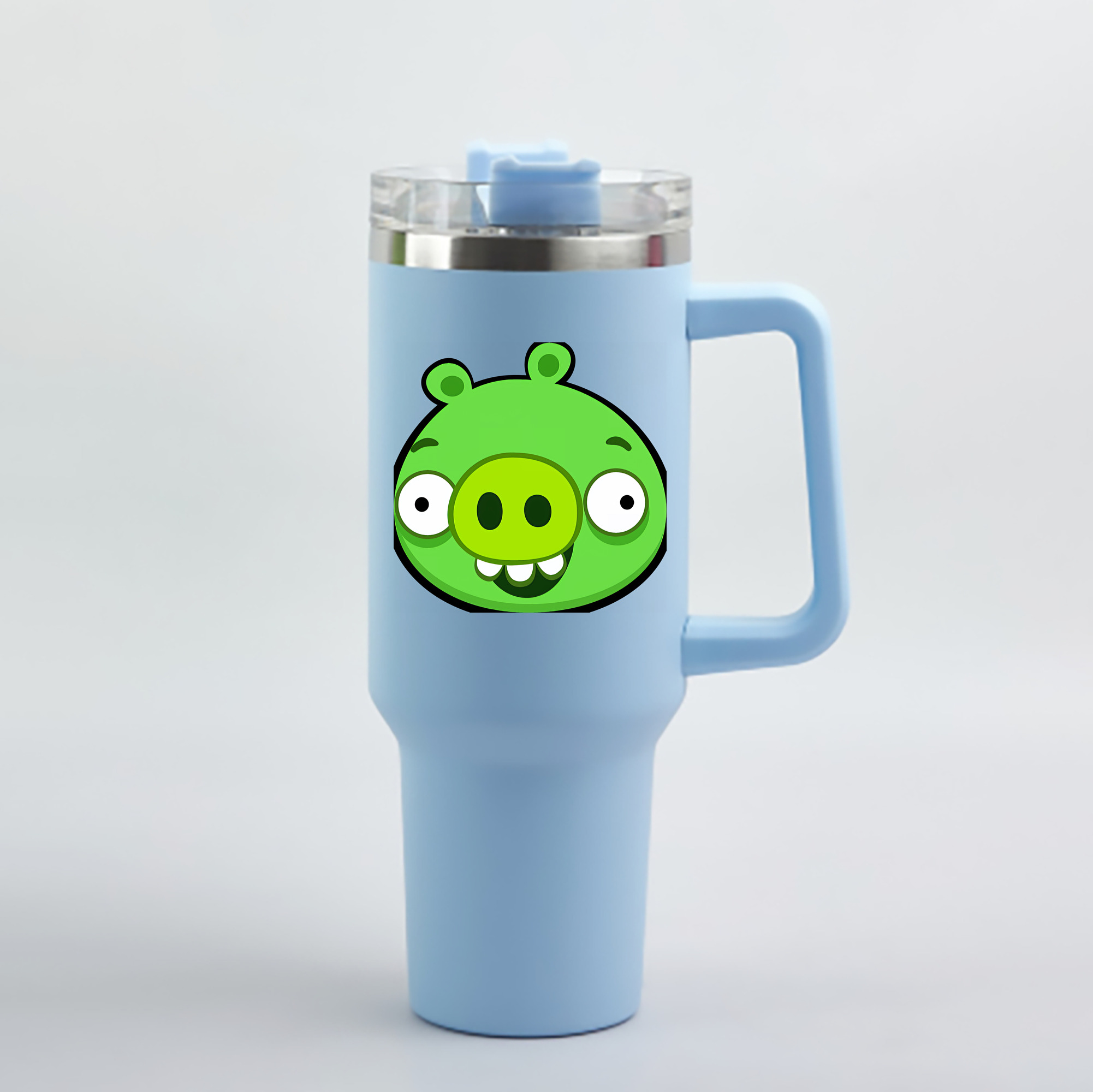 （画像用） Angry Birds アングリーバード 1200mL車用タンブラー - クリスタルステッカー（プラスチックストロー付き）
