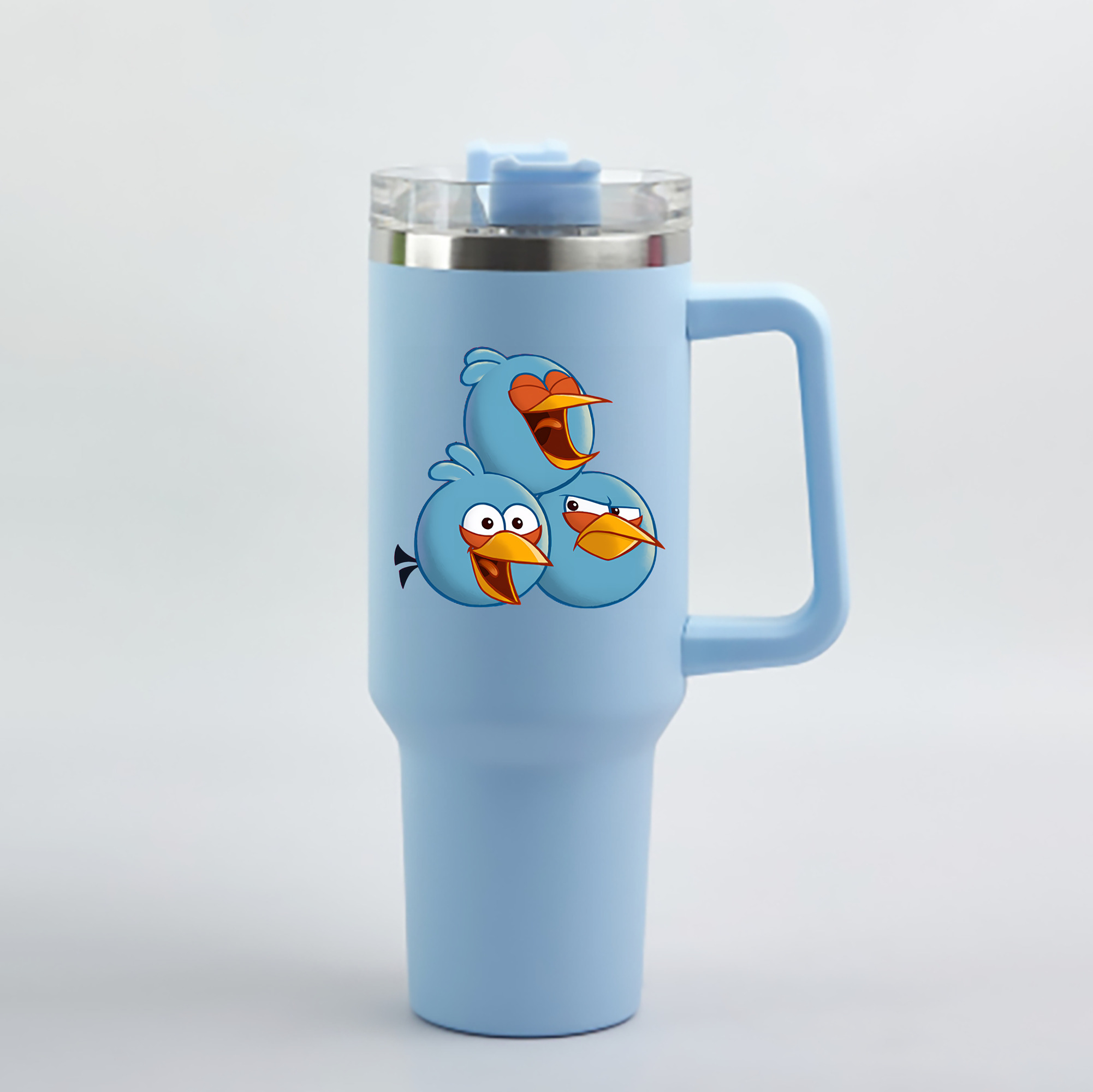（画像用） Angry Birds アングリーバード 1200mL車用タンブラー - クリスタルステッカー（プラスチックストロー付き）