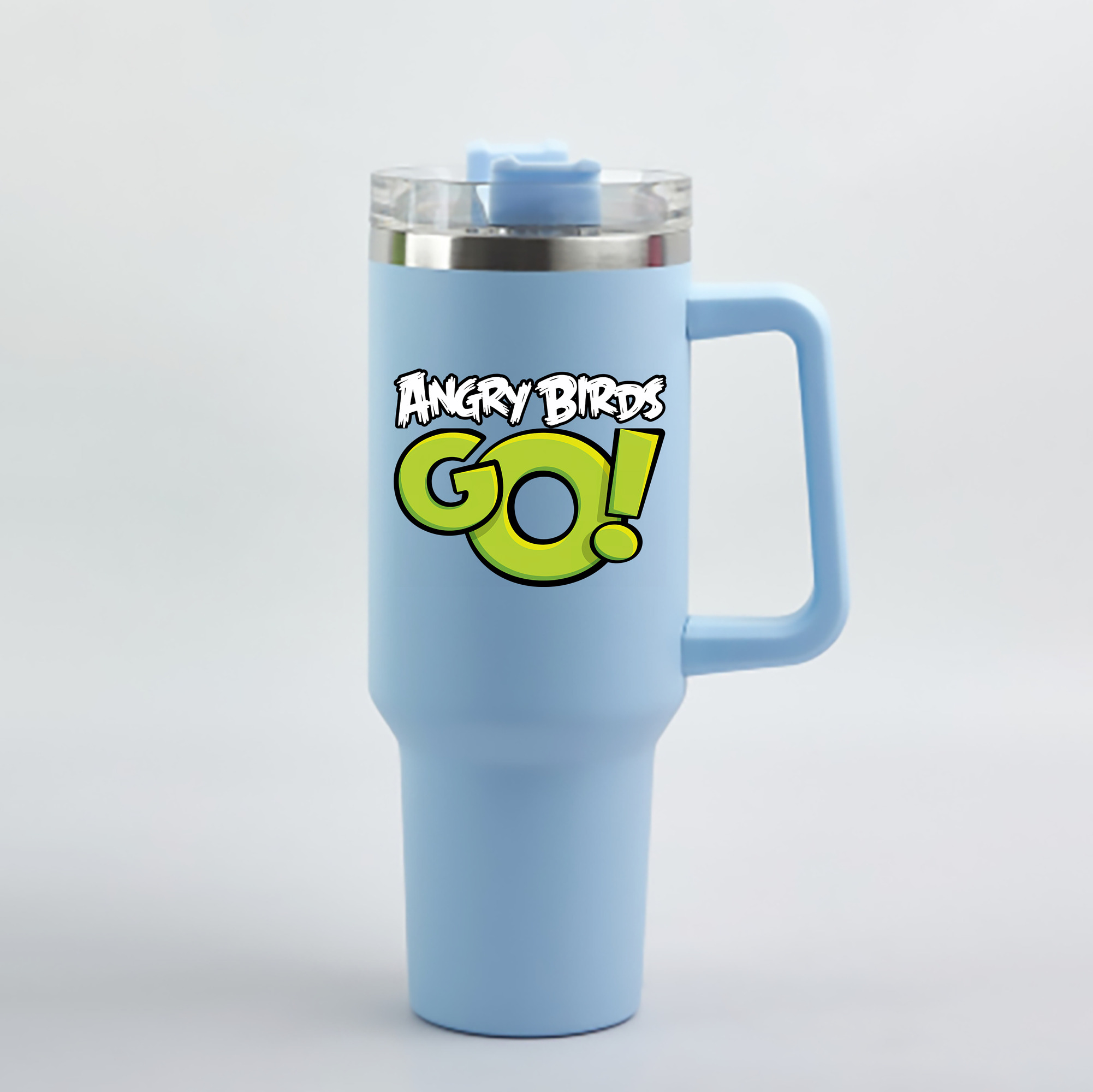 （画像用） Angry Birds アングリーバード 1200mL車用タンブラー - クリスタルステッカー（プラスチックストロー付き）
