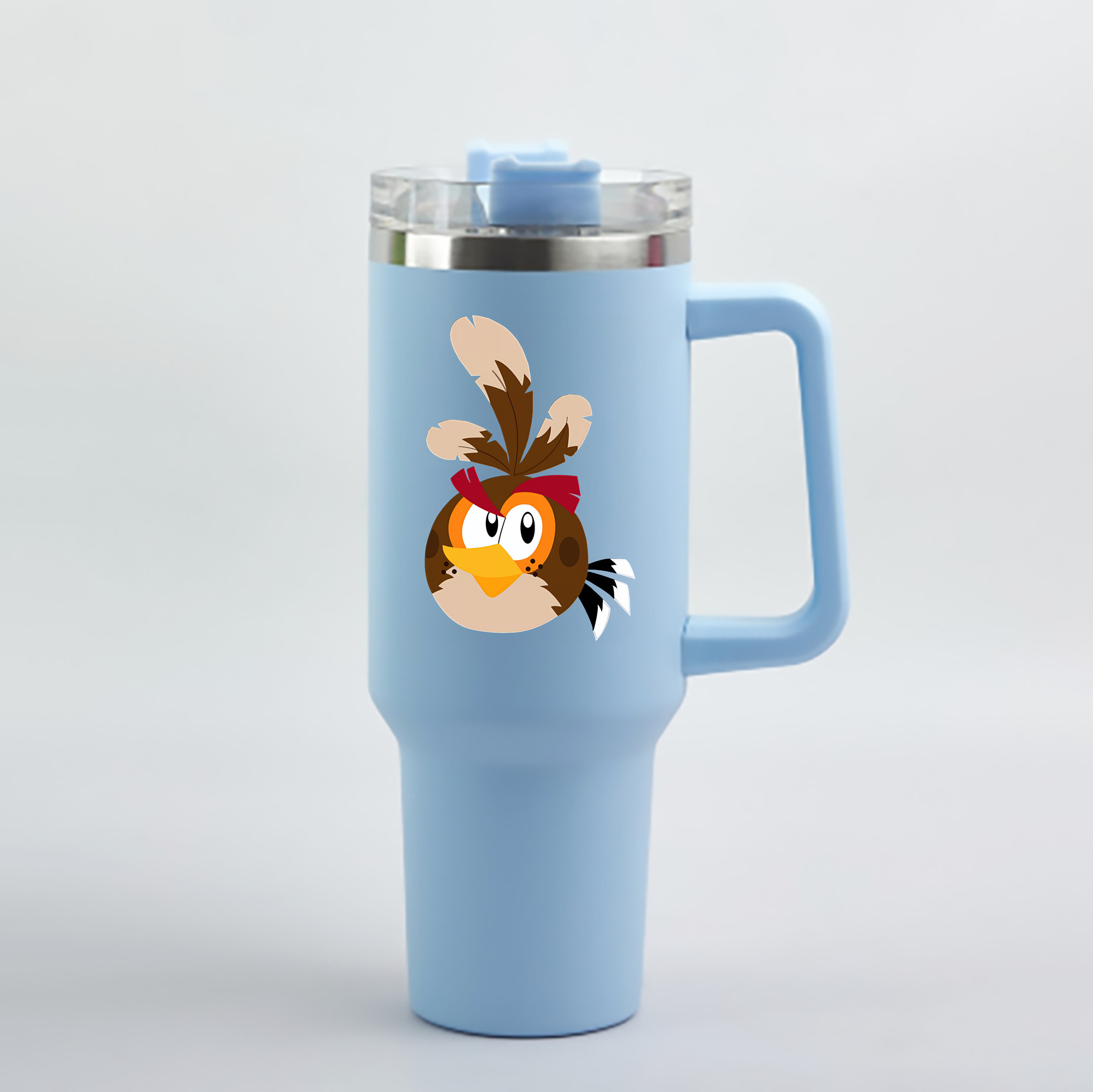 （画像用） Angry Birds アングリーバード 1200mL車用タンブラー - クリスタルステッカー（プラスチックストロー付き）