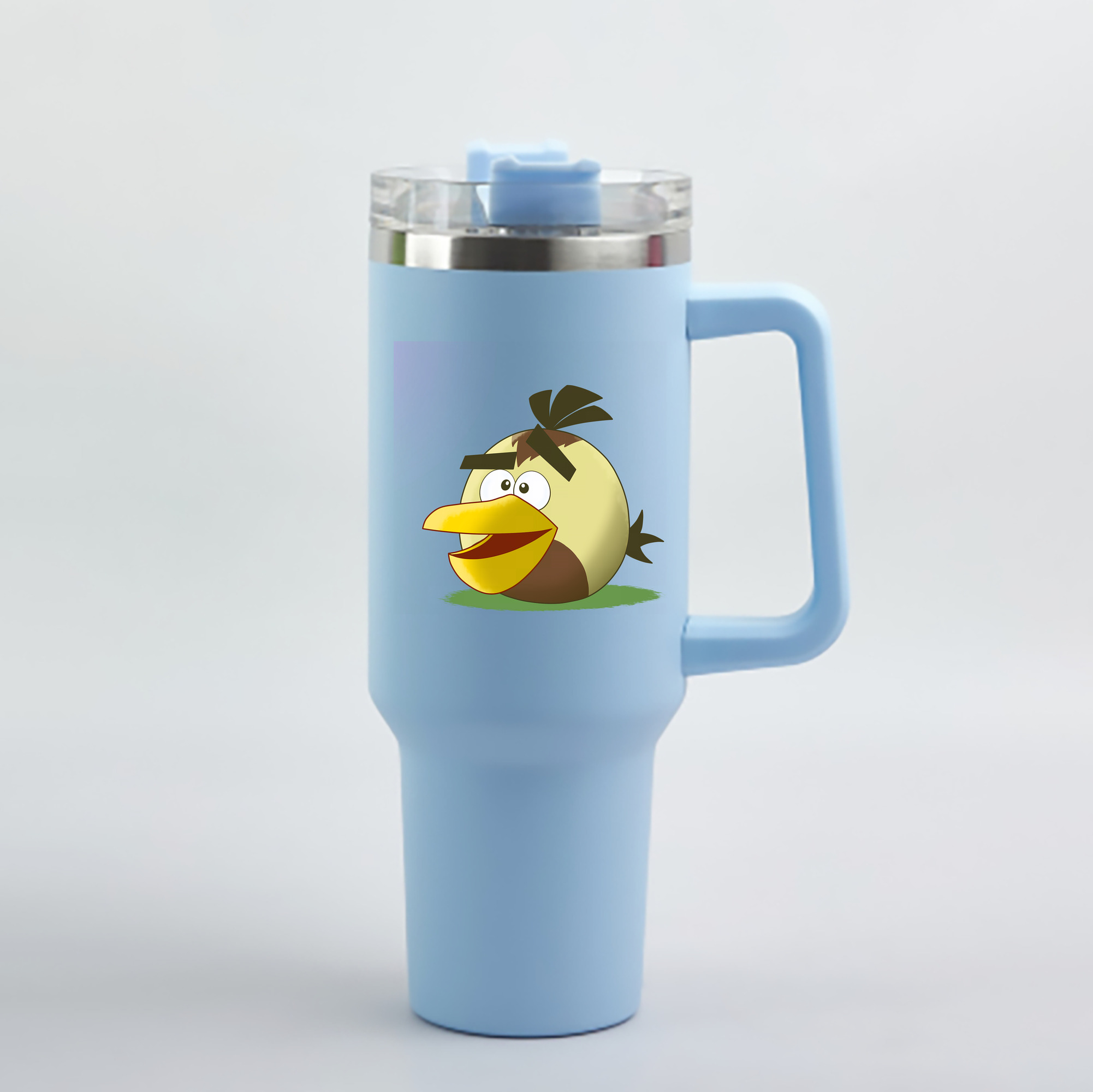 （画像用） Angry Birds アングリーバード 1200mL車用タンブラー - クリスタルステッカー（プラスチックストロー付き）