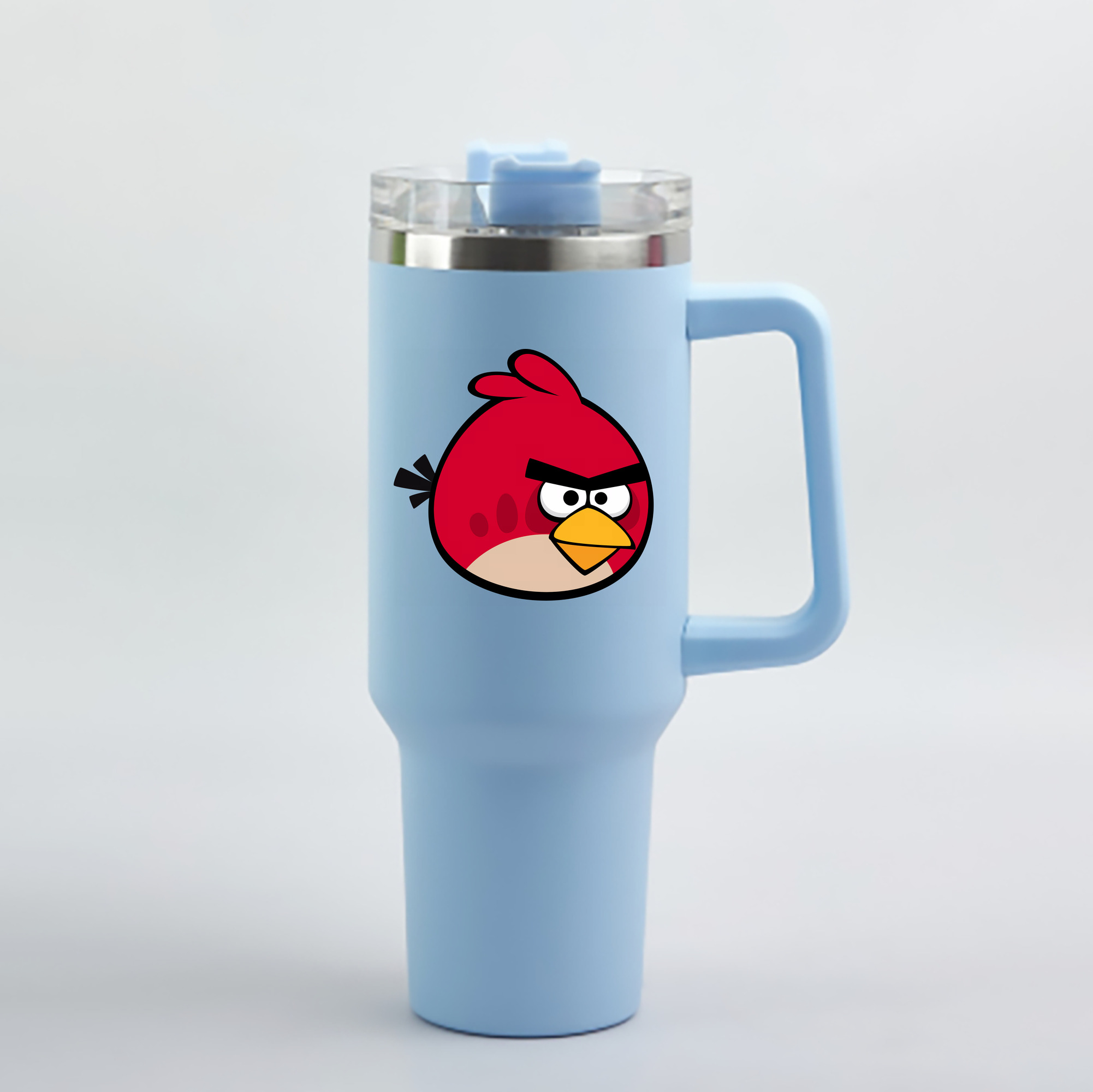 （画像用） Angry Birds アングリーバード 1200mL車用タンブラー - クリスタルステッカー（プラスチックストロー付き）