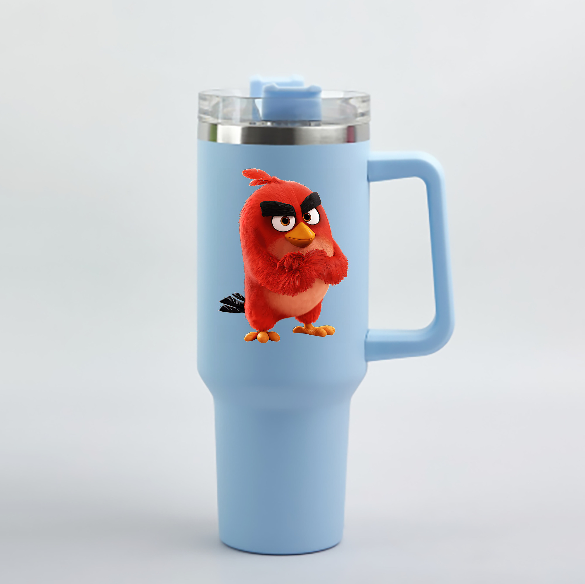 （画像用） Angry Birds アングリーバード 1200mL車用タンブラー - クリスタルステッカー（プラスチックストロー付き）