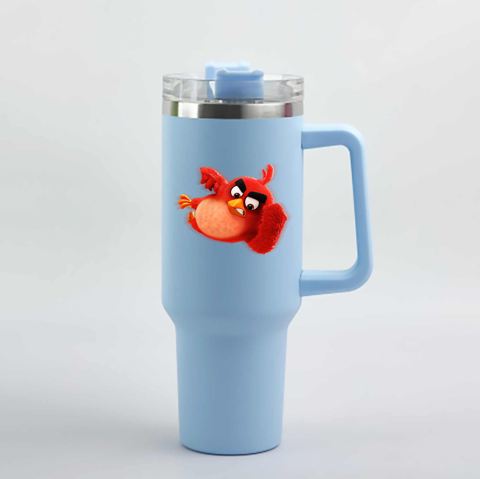 （画像用） Angry Birds アングリーバード 1200mL車用タンブラー - クリスタルステッカー（プラスチックストロー付き）