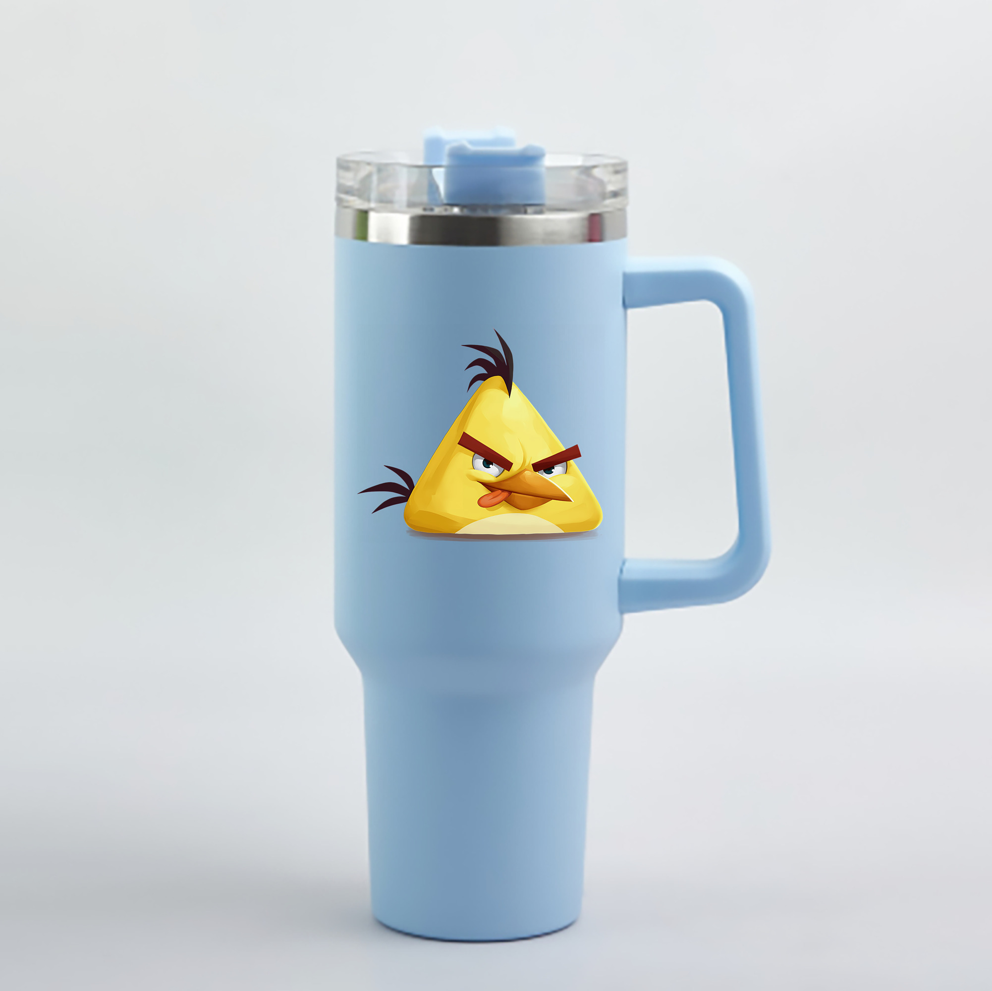 （画像用） Angry Birds アングリーバード 1200mL車用タンブラー - クリスタルステッカー（プラスチックストロー付き）