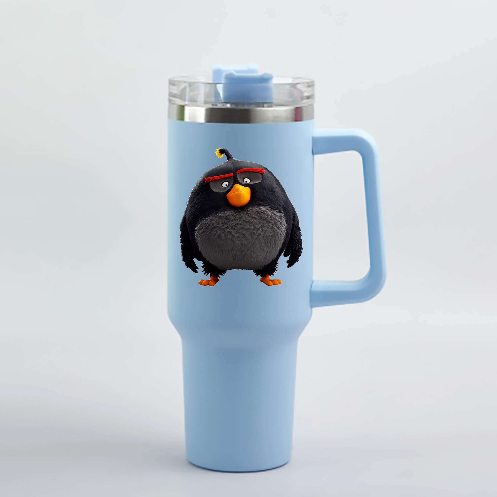（画像用） Angry Birds アングリーバード 1200mL車用タンブラー - クリスタルステッカー（プラスチックストロー付き）