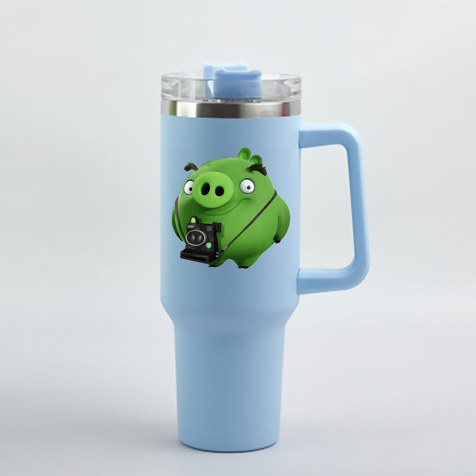 （画像用） Angry Birds アングリーバード 1200mL車用タンブラー - クリスタルステッカー（プラスチックストロー付き）