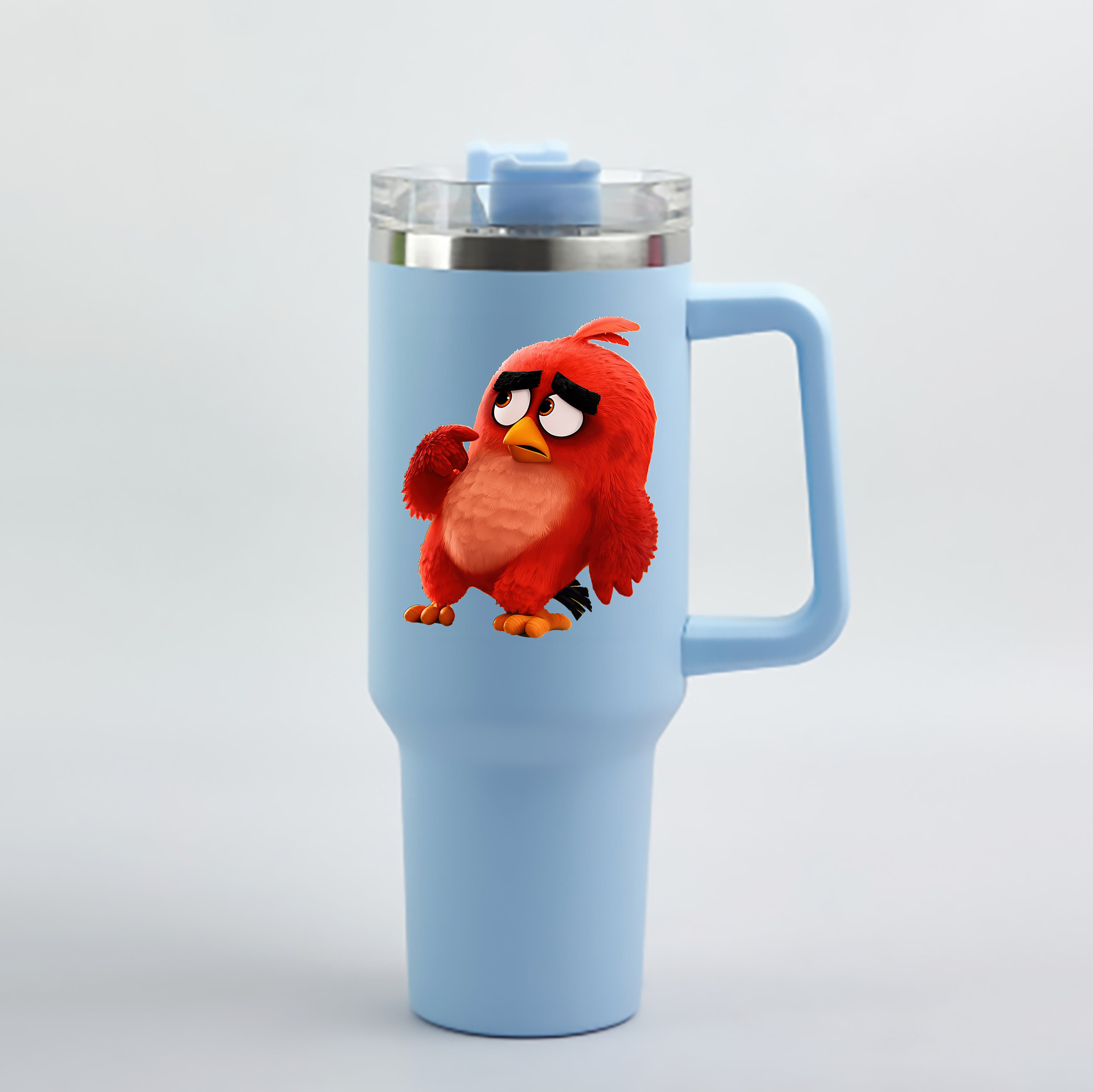 （画像用） Angry Birds アングリーバード 1200mL車用タンブラー - クリスタルステッカー（プラスチックストロー付き）