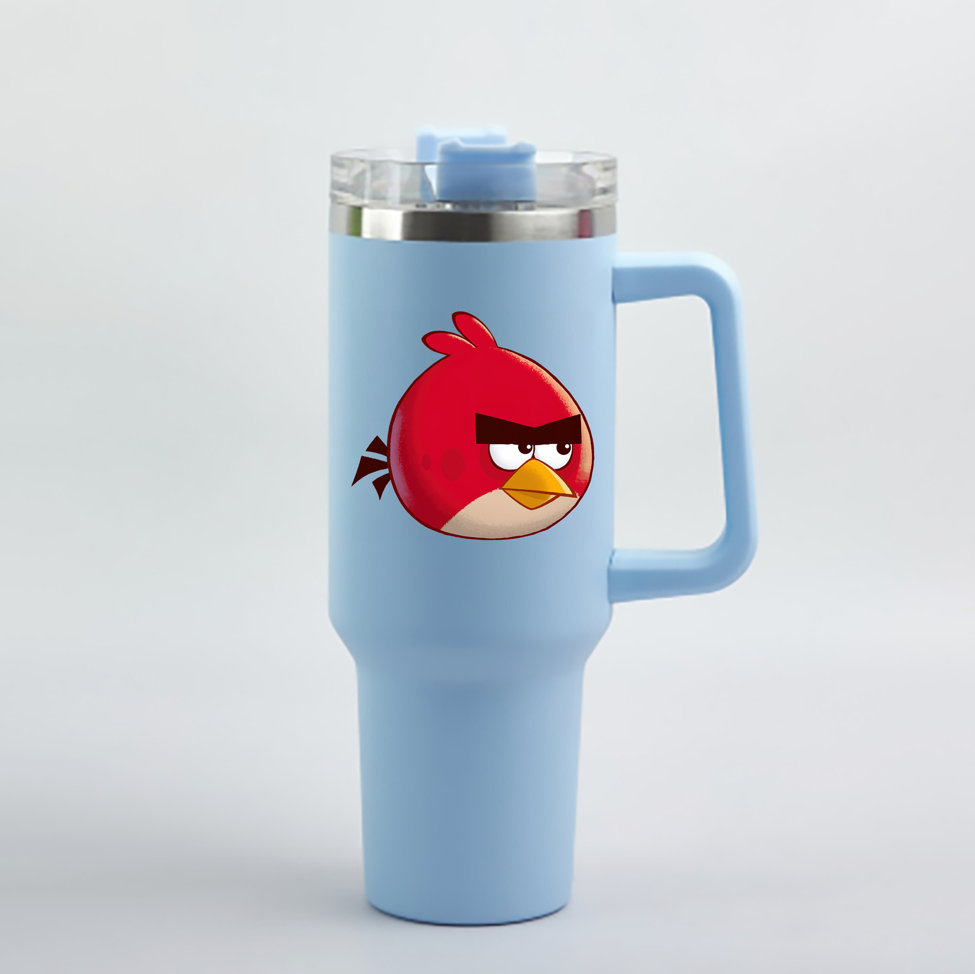 （画像用） Angry Birds アングリーバード 1200mL車用タンブラー - クリスタルステッカー（プラスチックストロー付き）