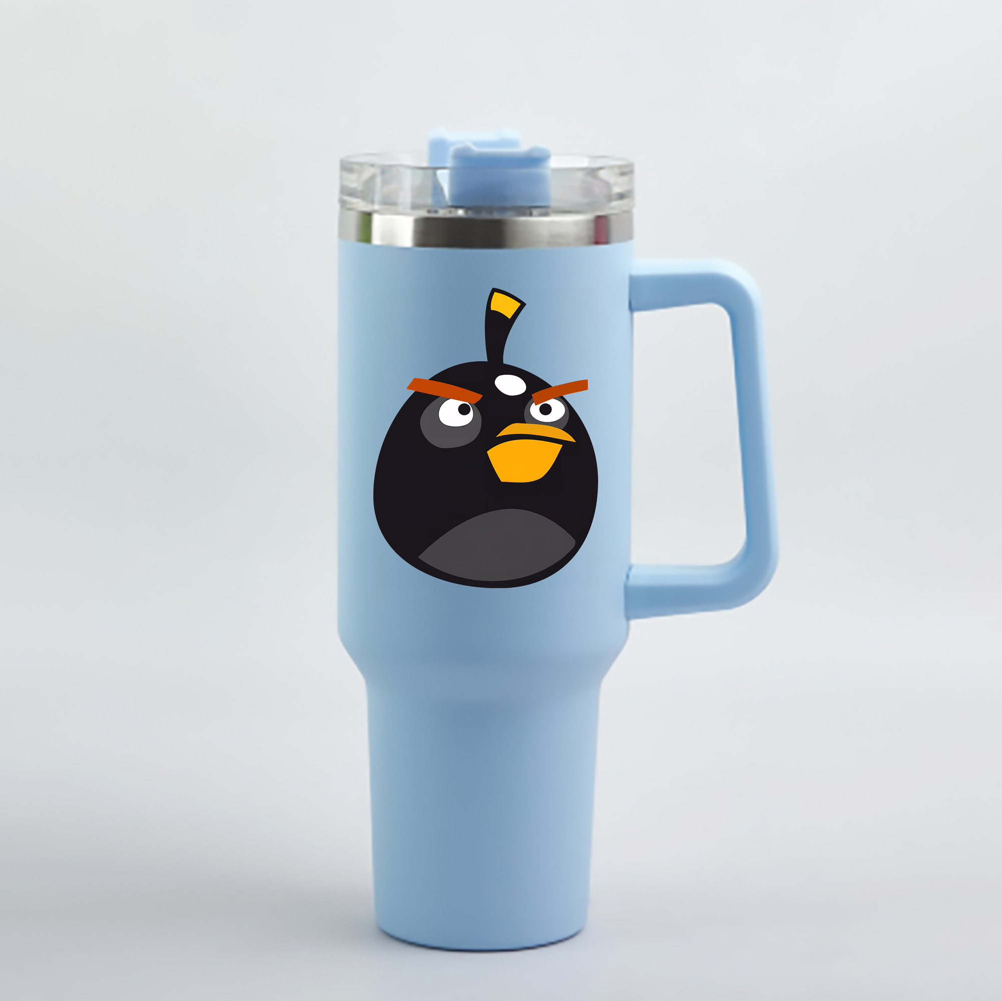 （画像用） Angry Birds アングリーバード 1200mL車用タンブラー - クリスタルステッカー（プラスチックストロー付き）