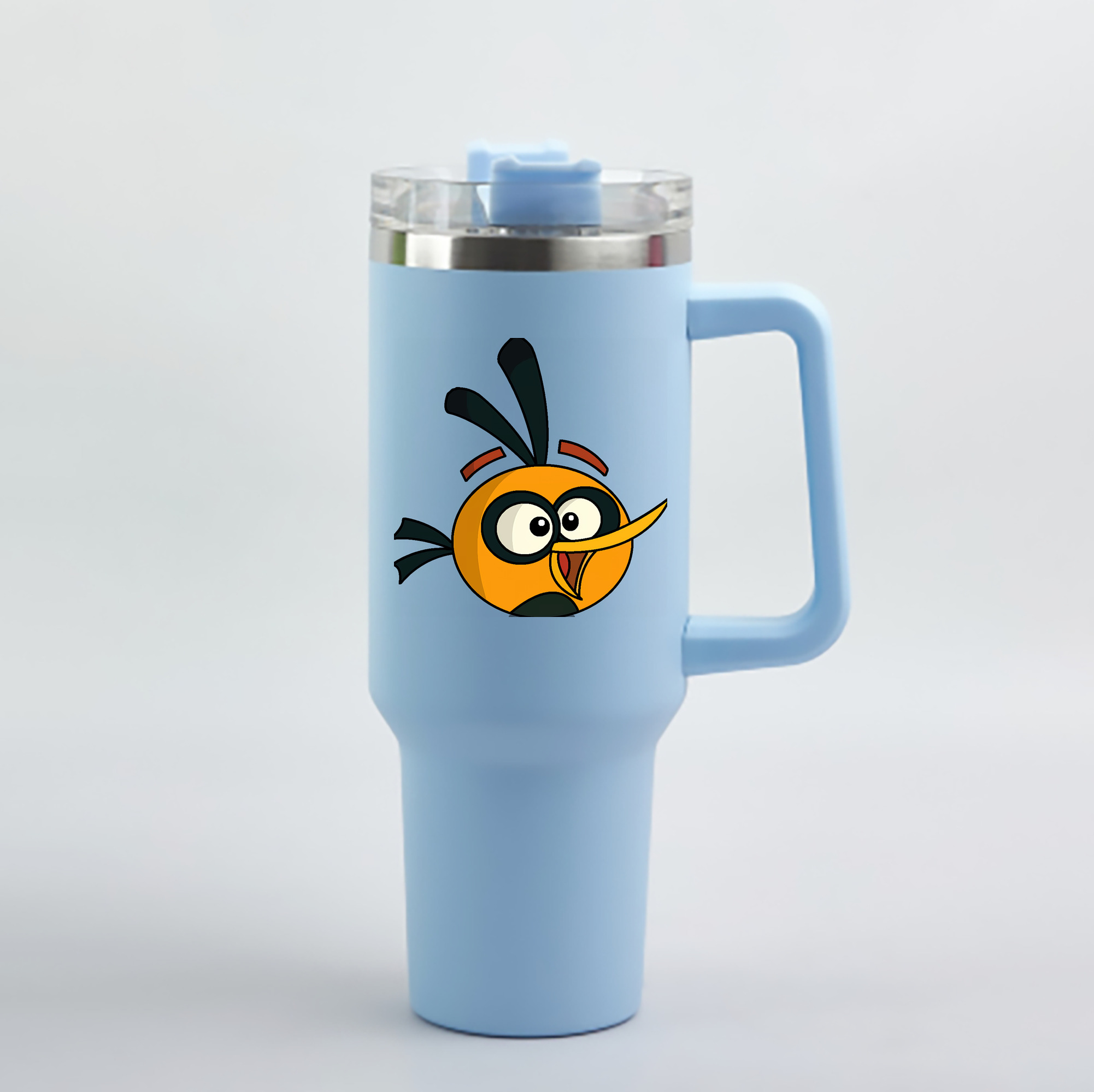 （画像用） Angry Birds アングリーバード 1200mL車用タンブラー - クリスタルステッカー（プラスチックストロー付き）