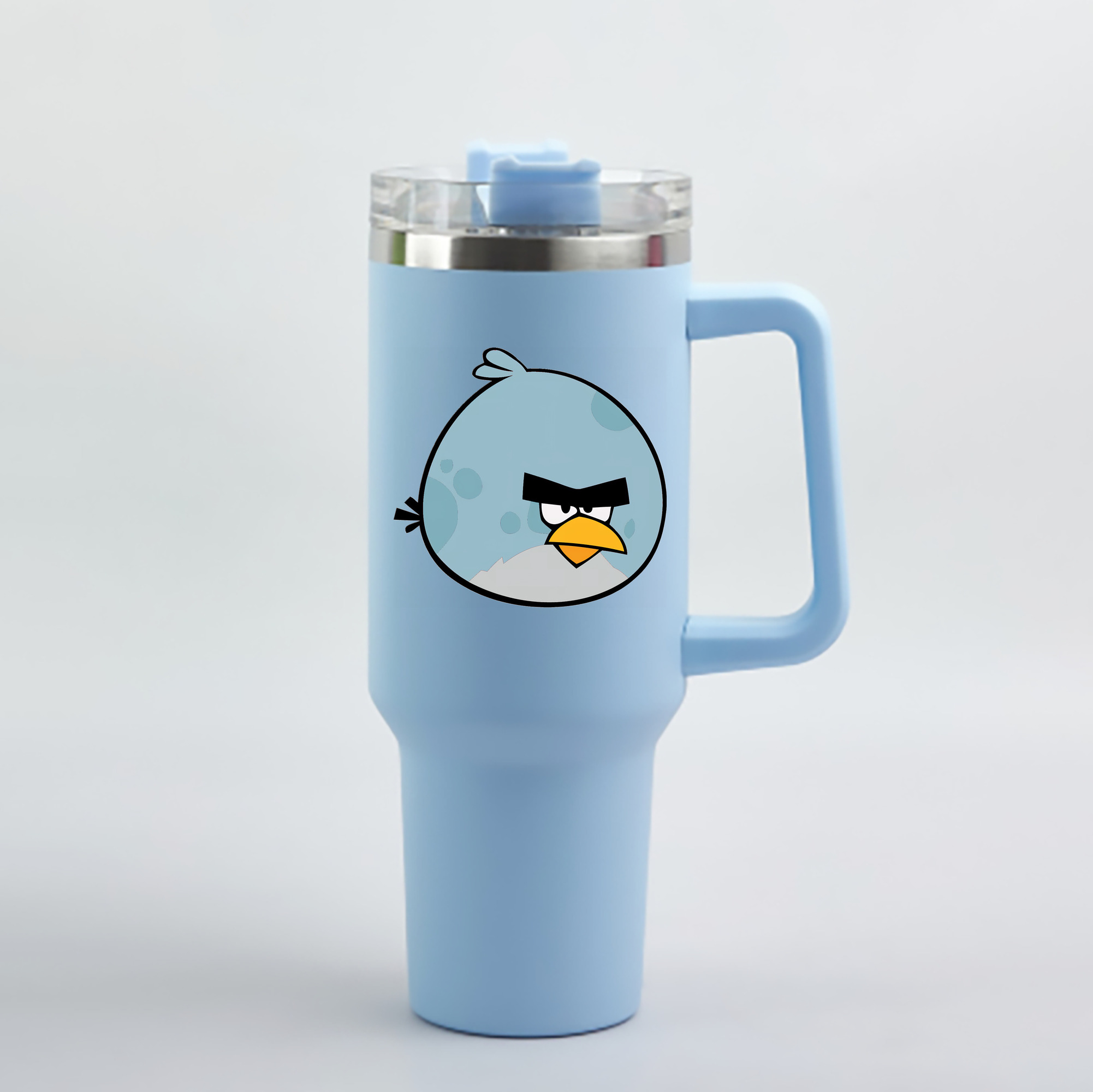 （画像用） Angry Birds アングリーバード 1200mL車用タンブラー - クリスタルステッカー（プラスチックストロー付き）