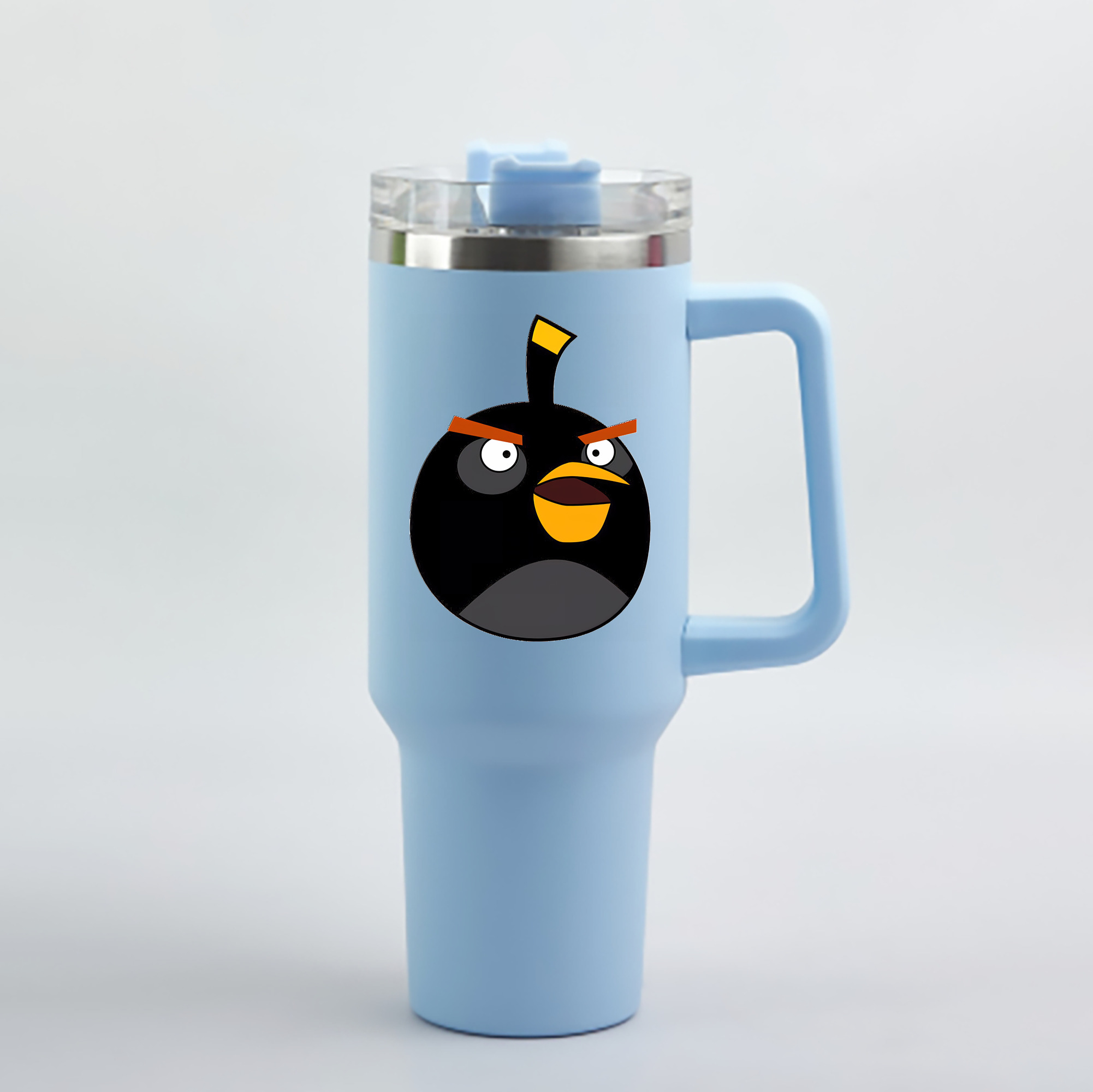（画像用） Angry Birds アングリーバード 1200mL車用タンブラー - クリスタルステッカー（プラスチックストロー付き）
