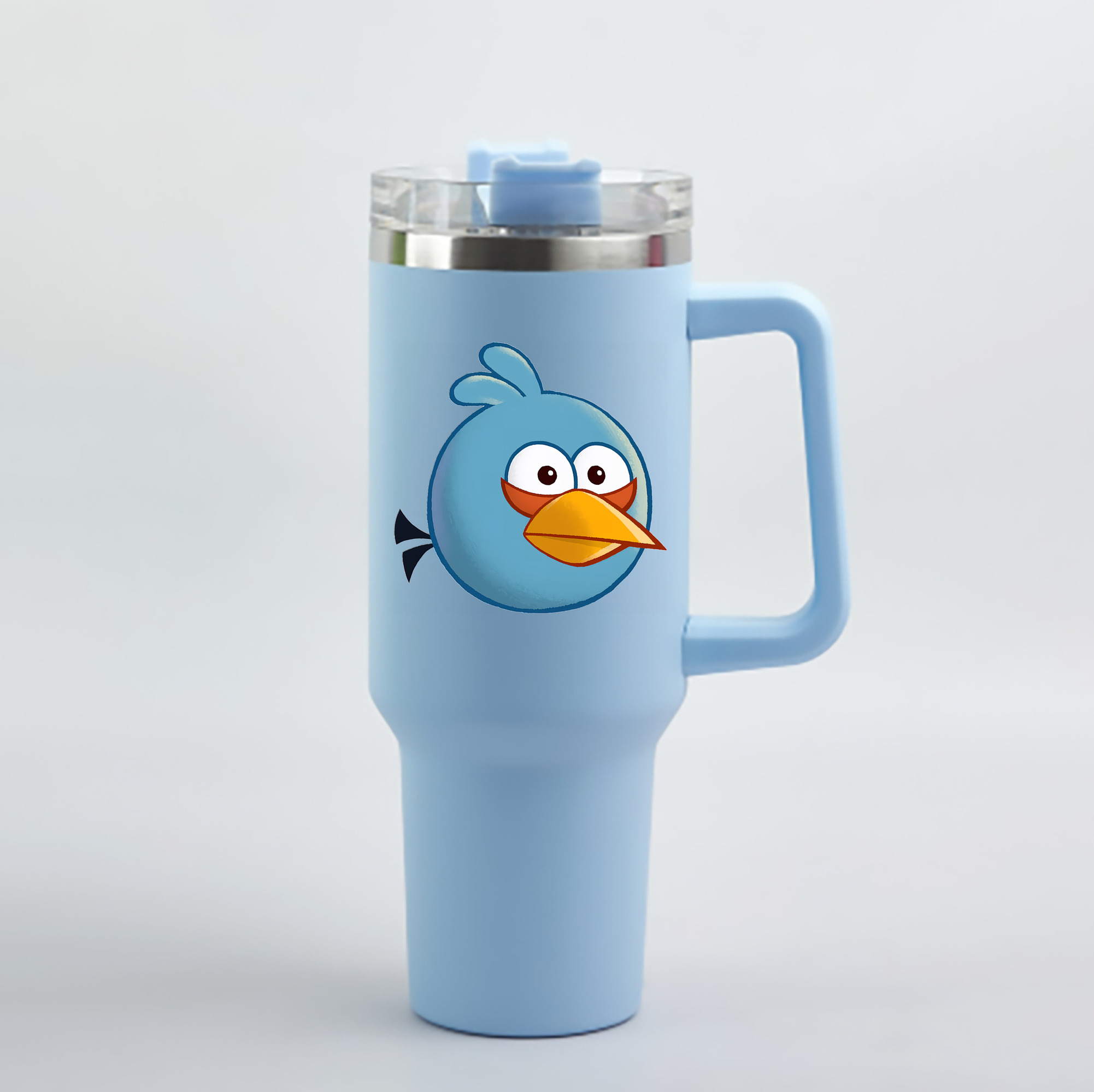 （画像用） Angry Birds アングリーバード 1200mL車用タンブラー - クリスタルステッカー（プラスチックストロー付き）