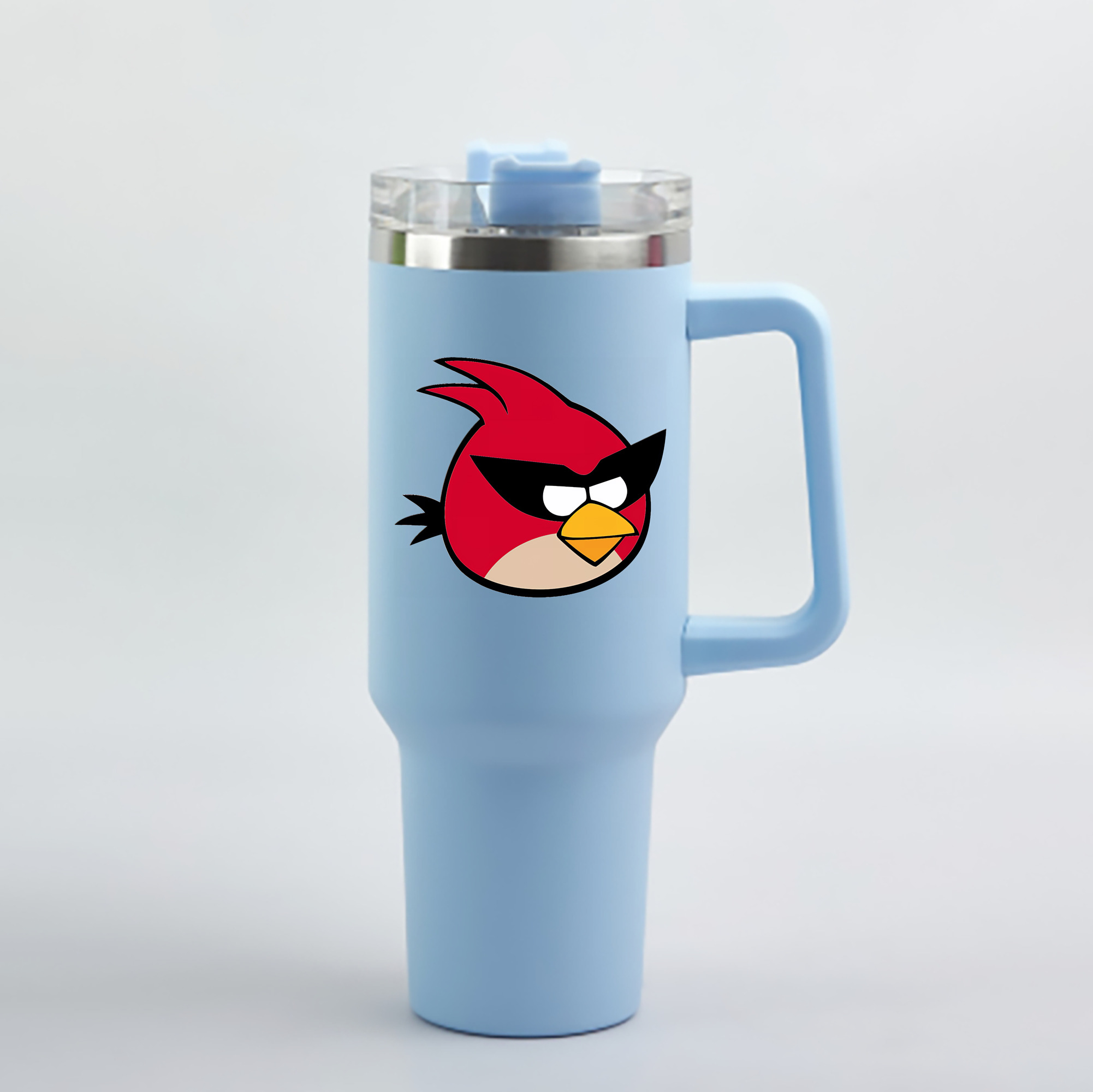 （画像用） Angry Birds アングリーバード 1200mL車用タンブラー - クリスタルステッカー（プラスチックストロー付き）