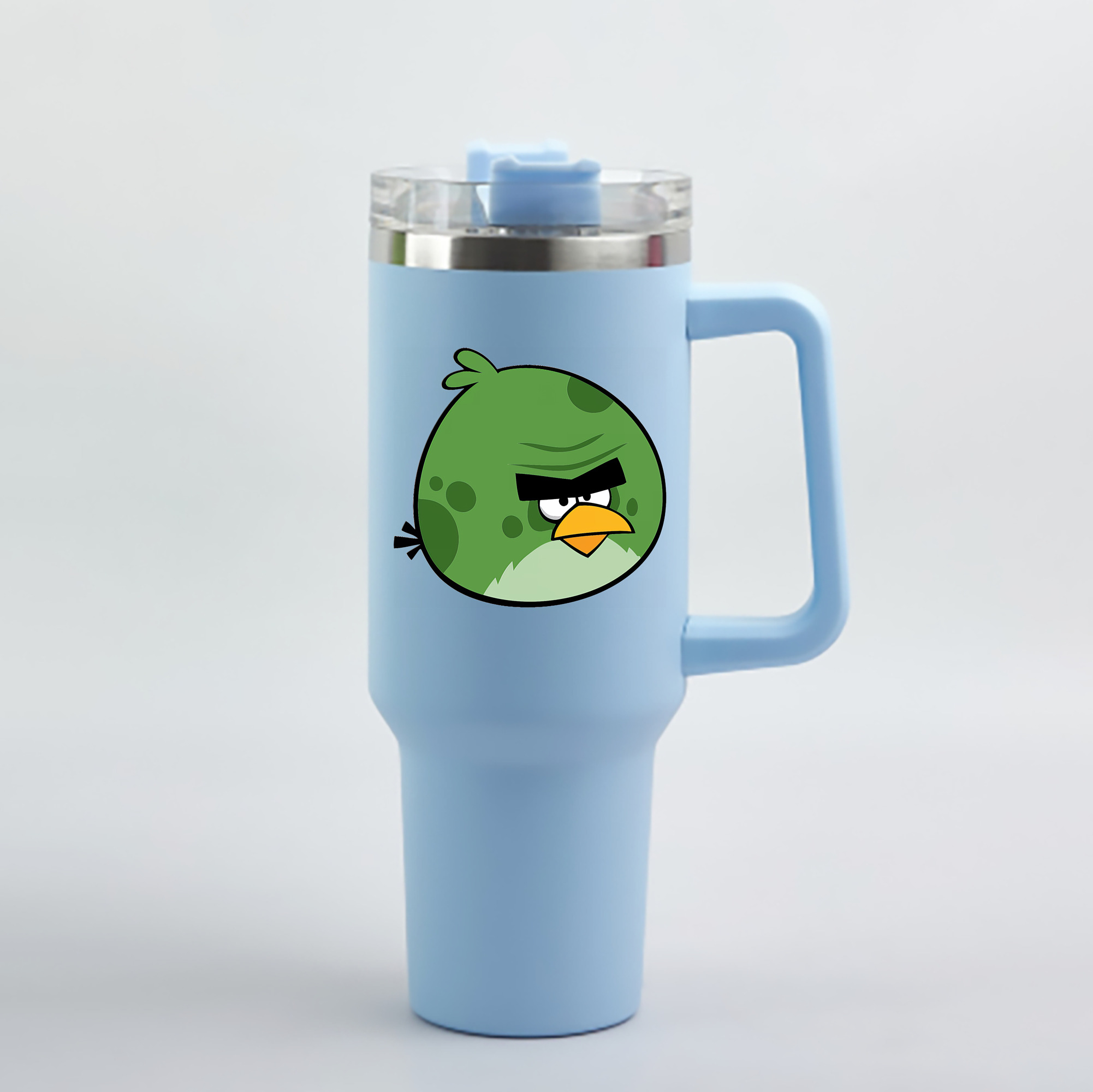 （画像用） Angry Birds アングリーバード 1200mL車用タンブラー - クリスタルステッカー（プラスチックストロー付き）