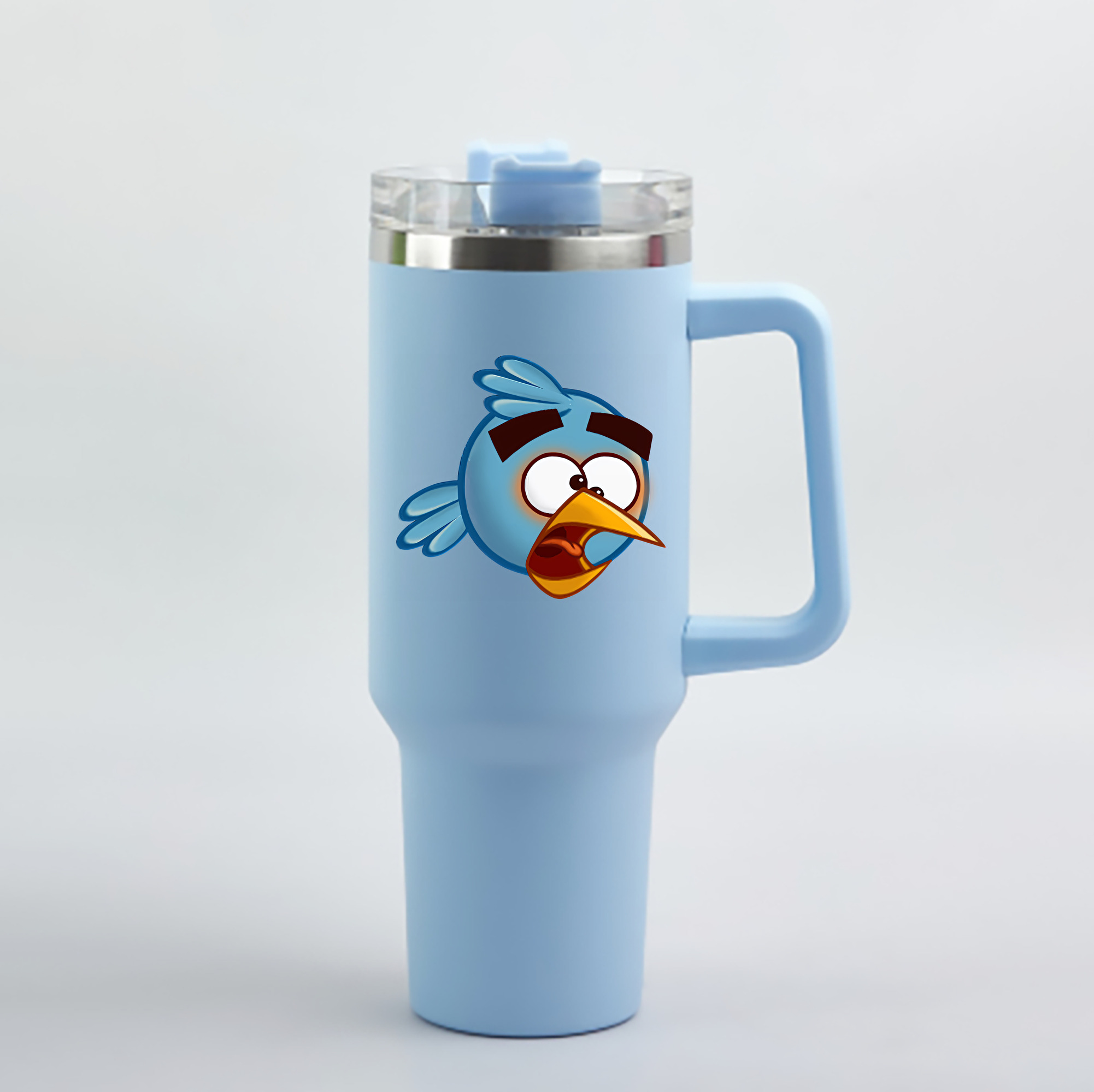 （画像用） Angry Birds アングリーバード 1200mL車用タンブラー - クリスタルステッカー（プラスチックストロー付き）