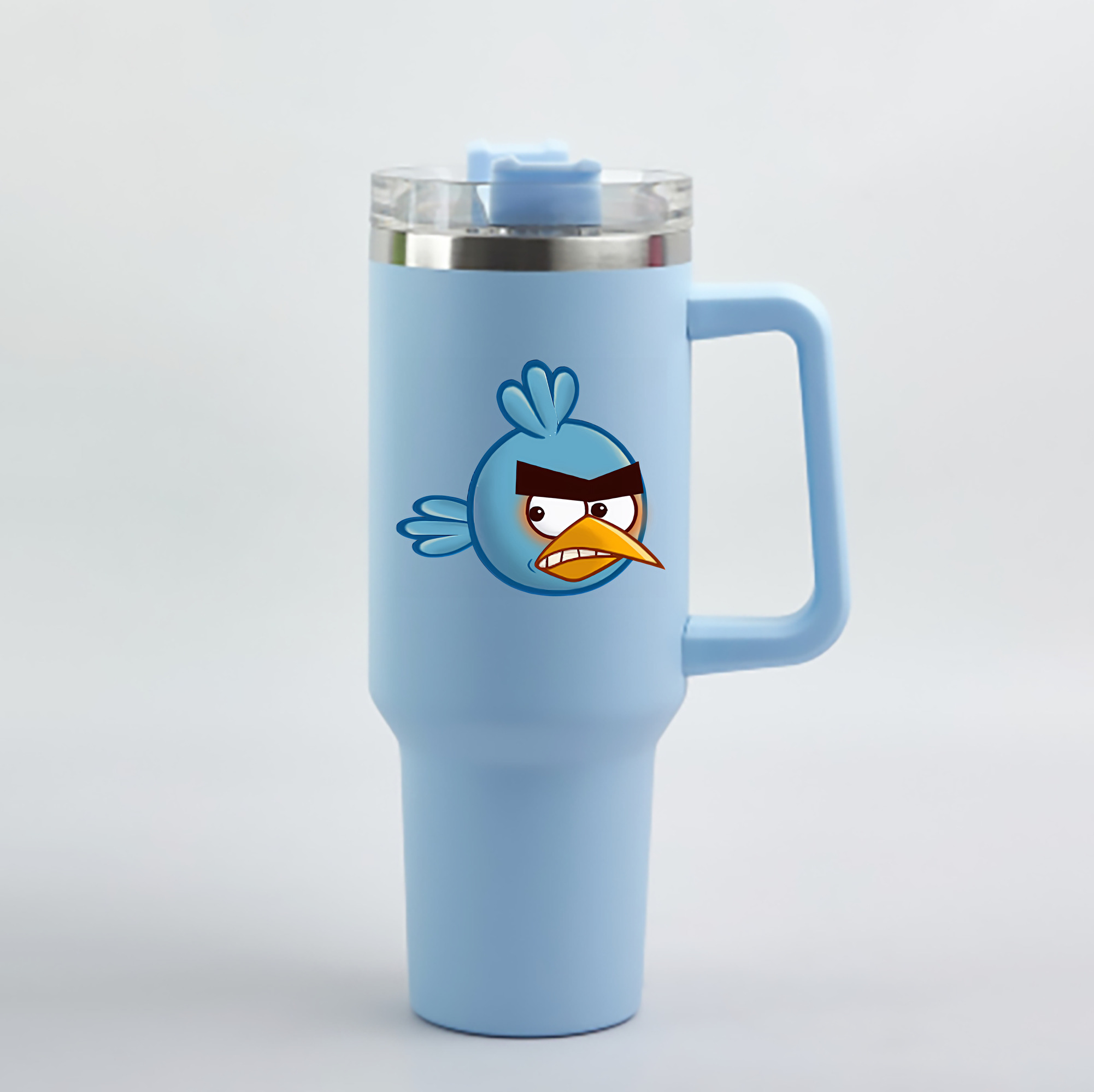 （画像用） Angry Birds アングリーバード 1200mL車用タンブラー - クリスタルステッカー（プラスチックストロー付き）