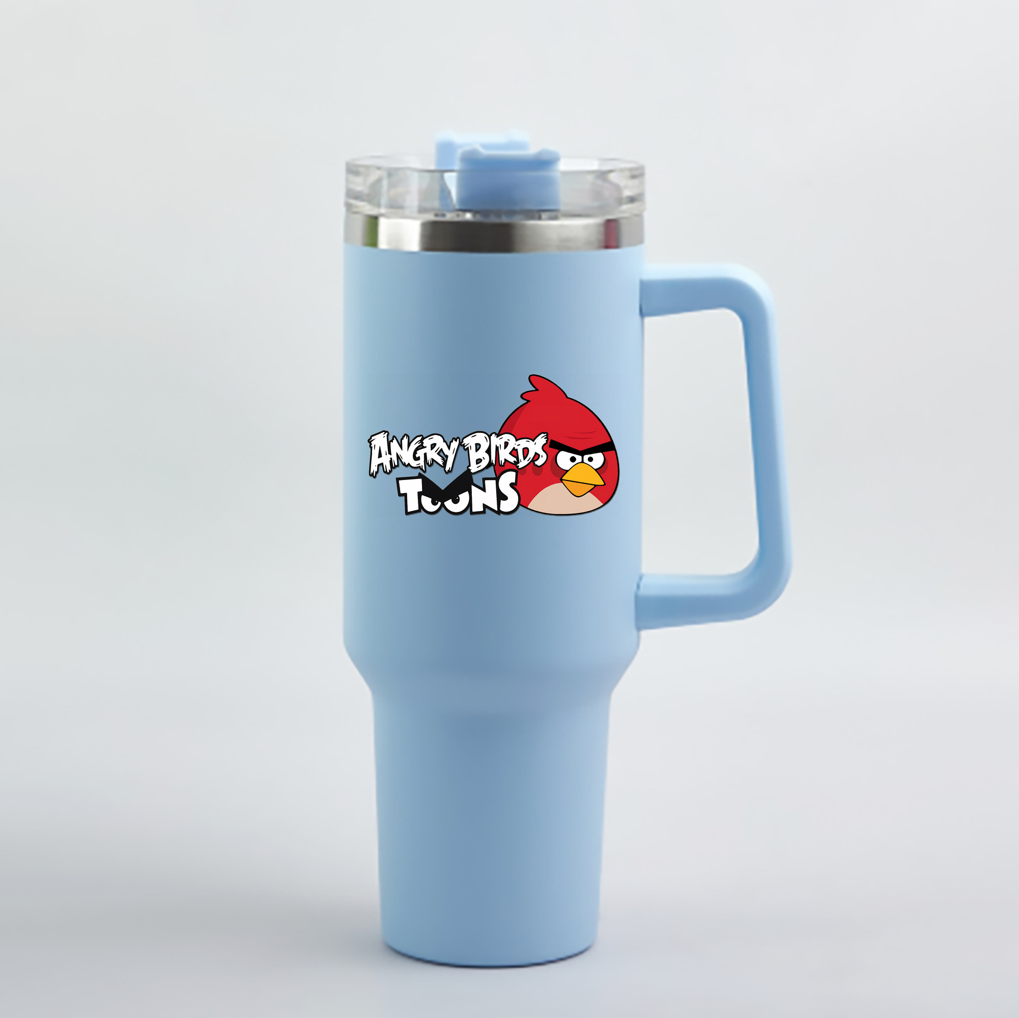 （画像用） Angry Birds アングリーバード 1200mL車用タンブラー - クリスタルステッカー（プラスチックストロー付き）