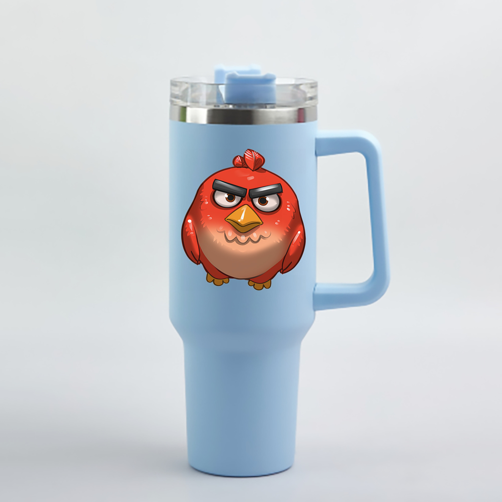 （画像用） Angry Birds アングリーバード 1200mL車用タンブラー - クリスタルステッカー（プラスチックストロー付き）
