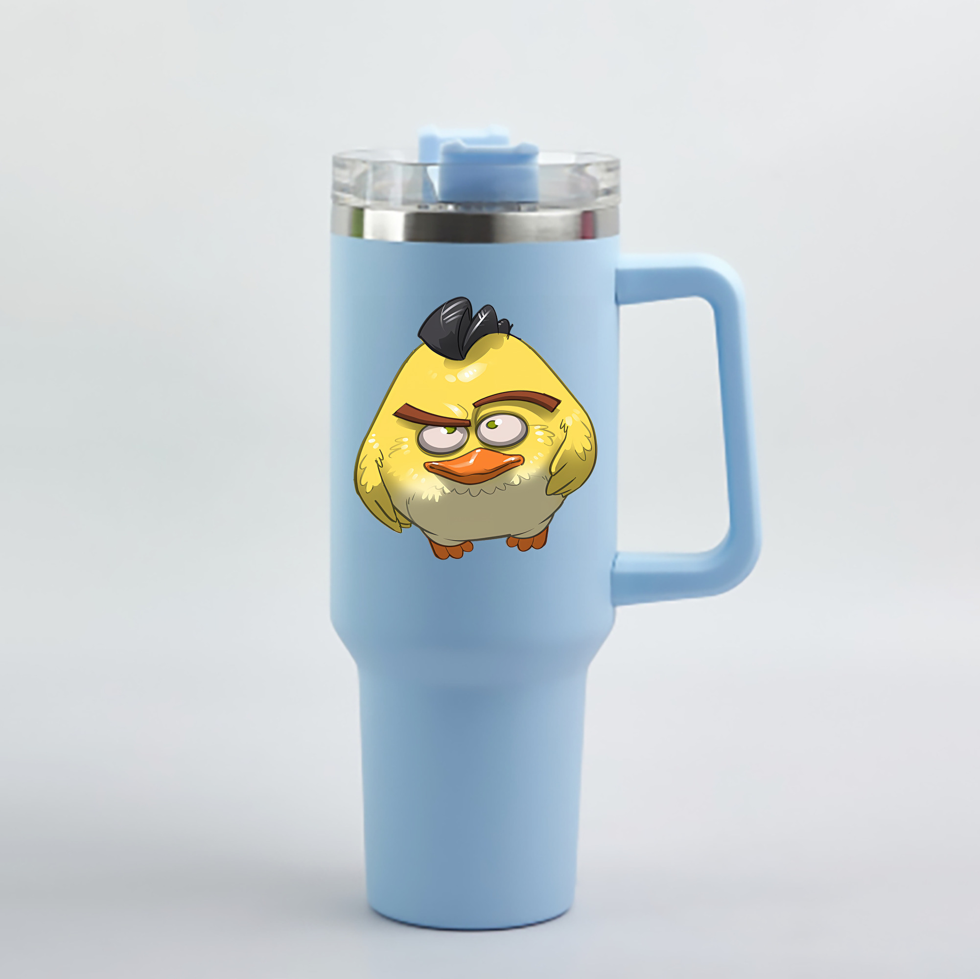 （画像用） Angry Birds アングリーバード 1200mL車用タンブラー - クリスタルステッカー（プラスチックストロー付き）