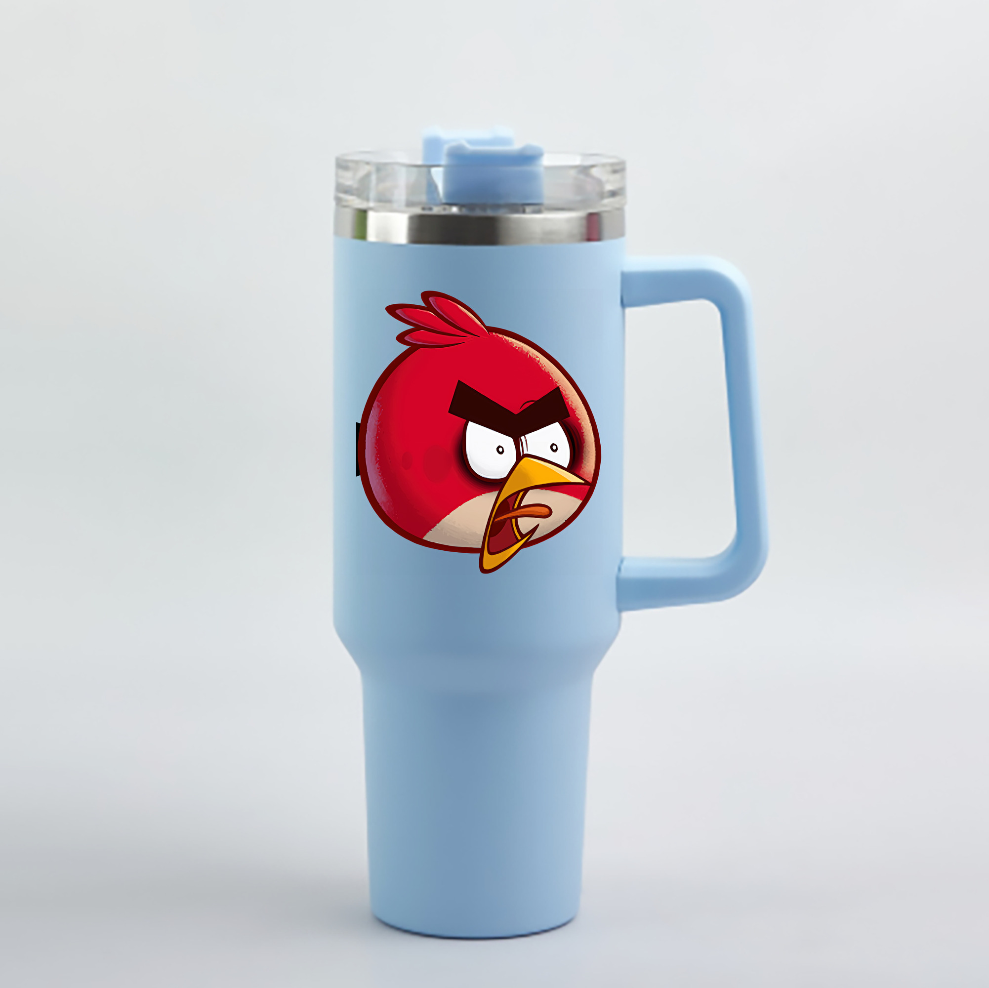 （画像用） Angry Birds アングリーバード 1200mL車用タンブラー - クリスタルステッカー（プラスチックストロー付き）