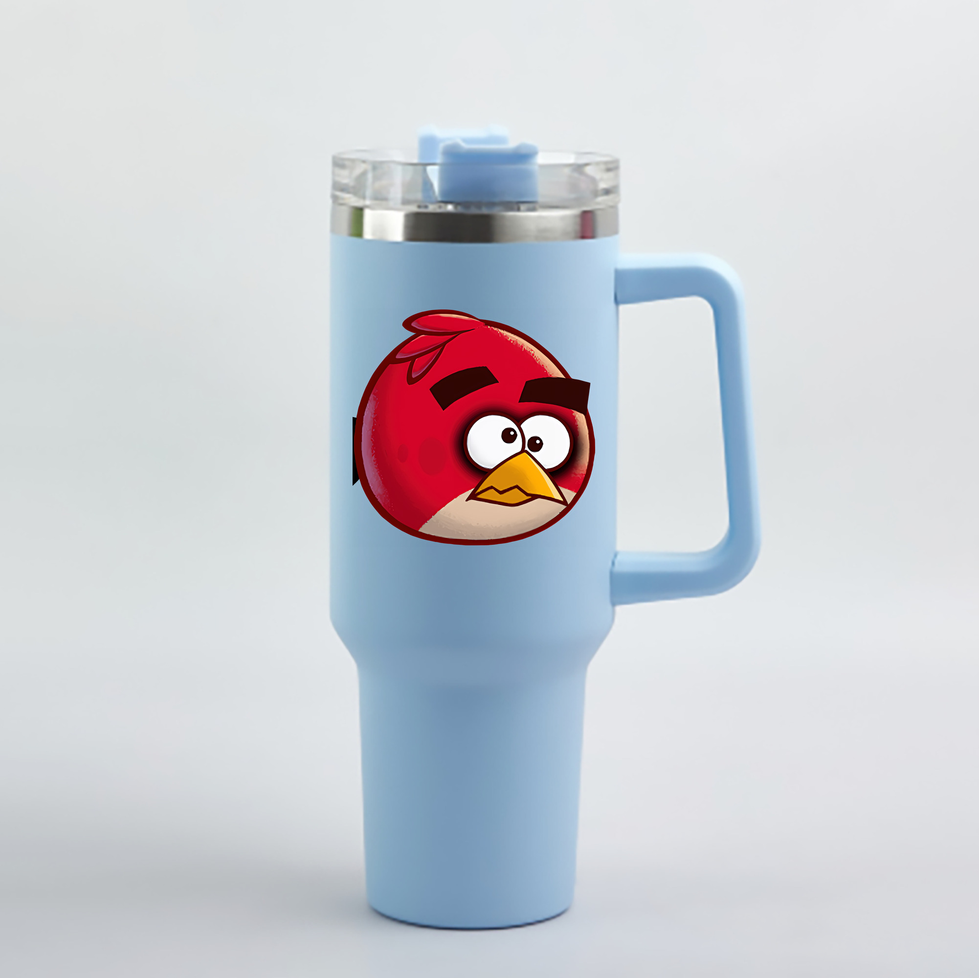 （画像用） Angry Birds アングリーバード 1200mL車用タンブラー - クリスタルステッカー（プラスチックストロー付き）