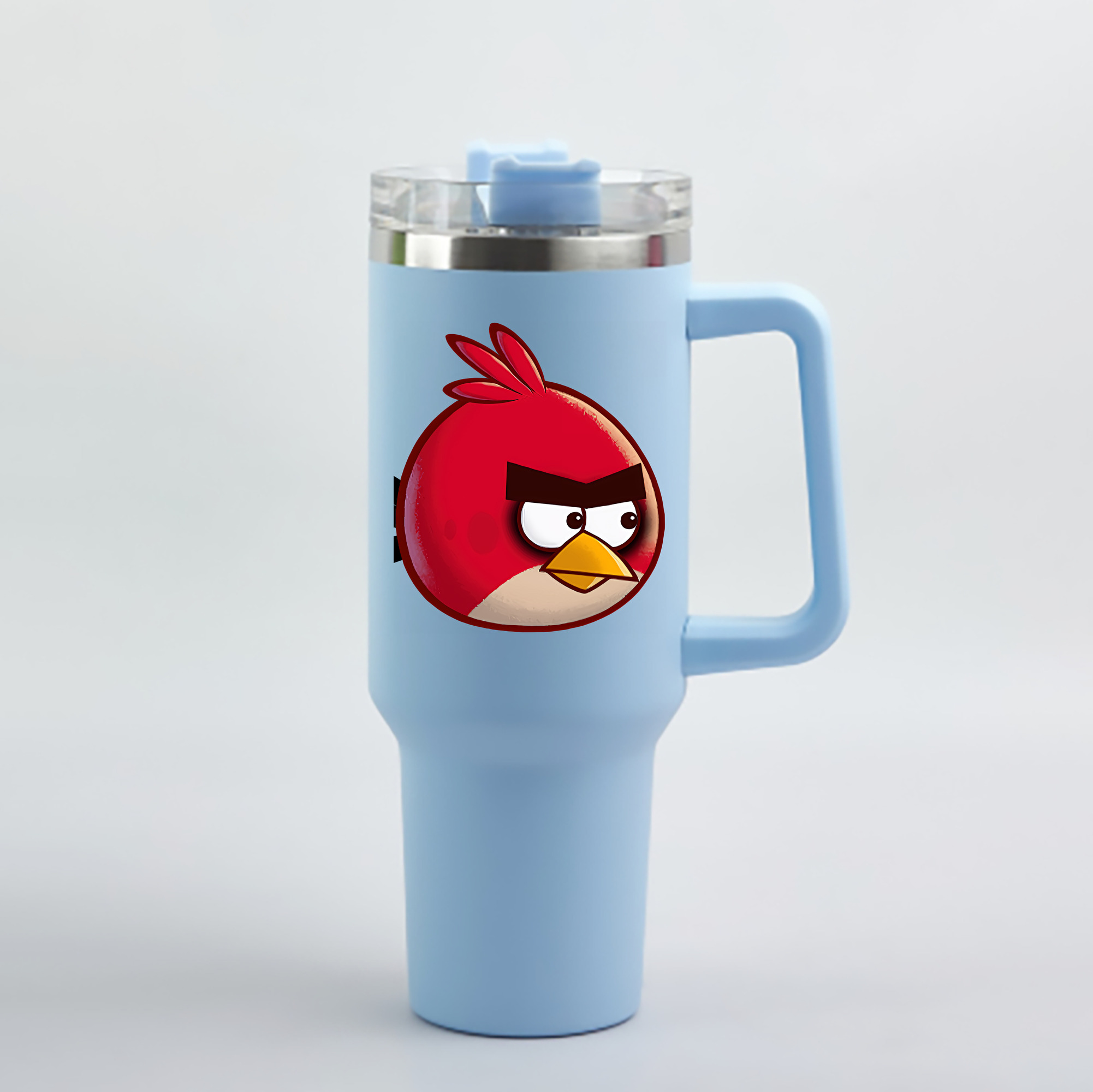 （画像用） Angry Birds アングリーバード 1200mL車用タンブラー - クリスタルステッカー（プラスチックストロー付き）