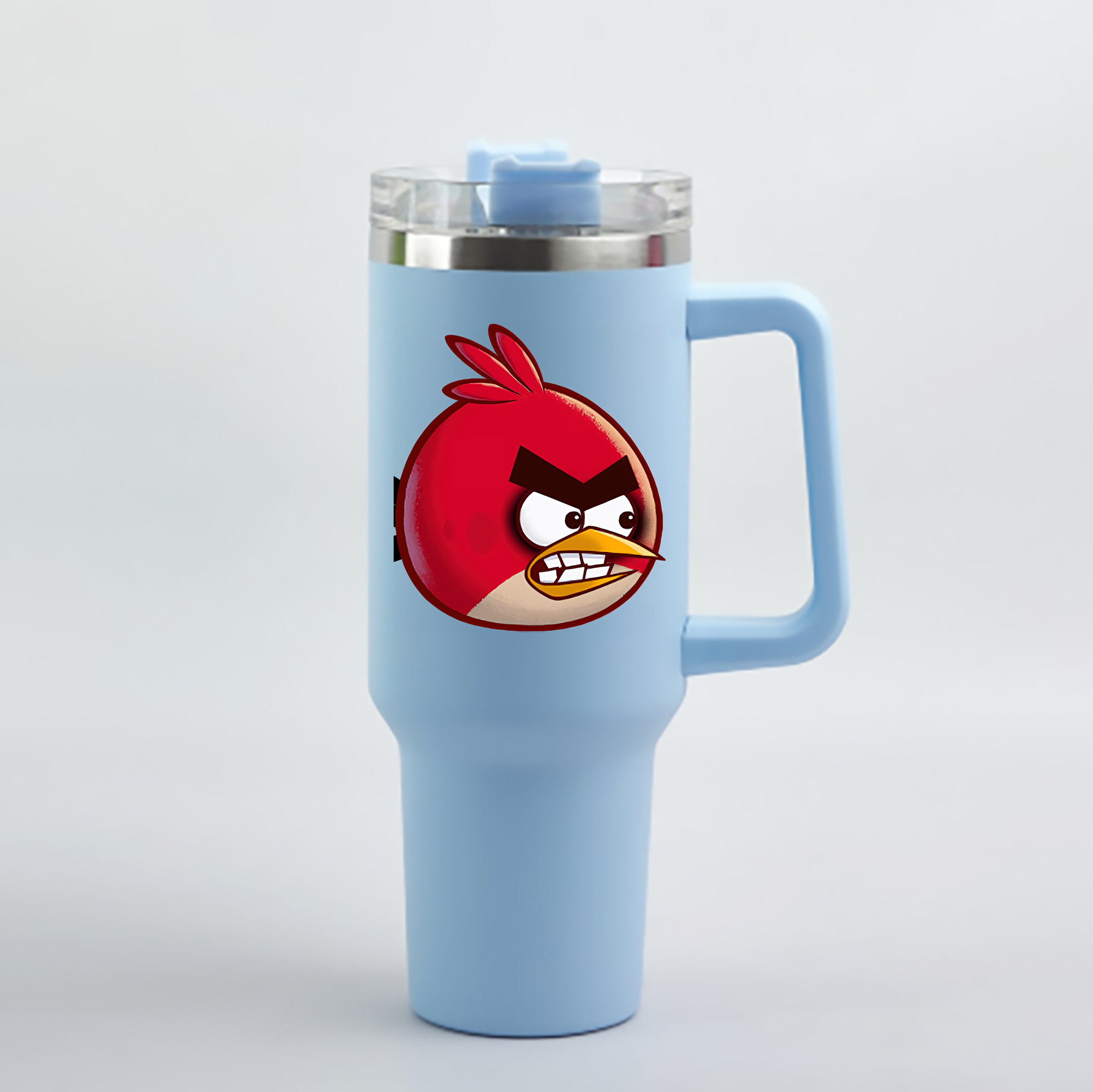 （画像用） Angry Birds アングリーバード 1200mL車用タンブラー - クリスタルステッカー（プラスチックストロー付き）