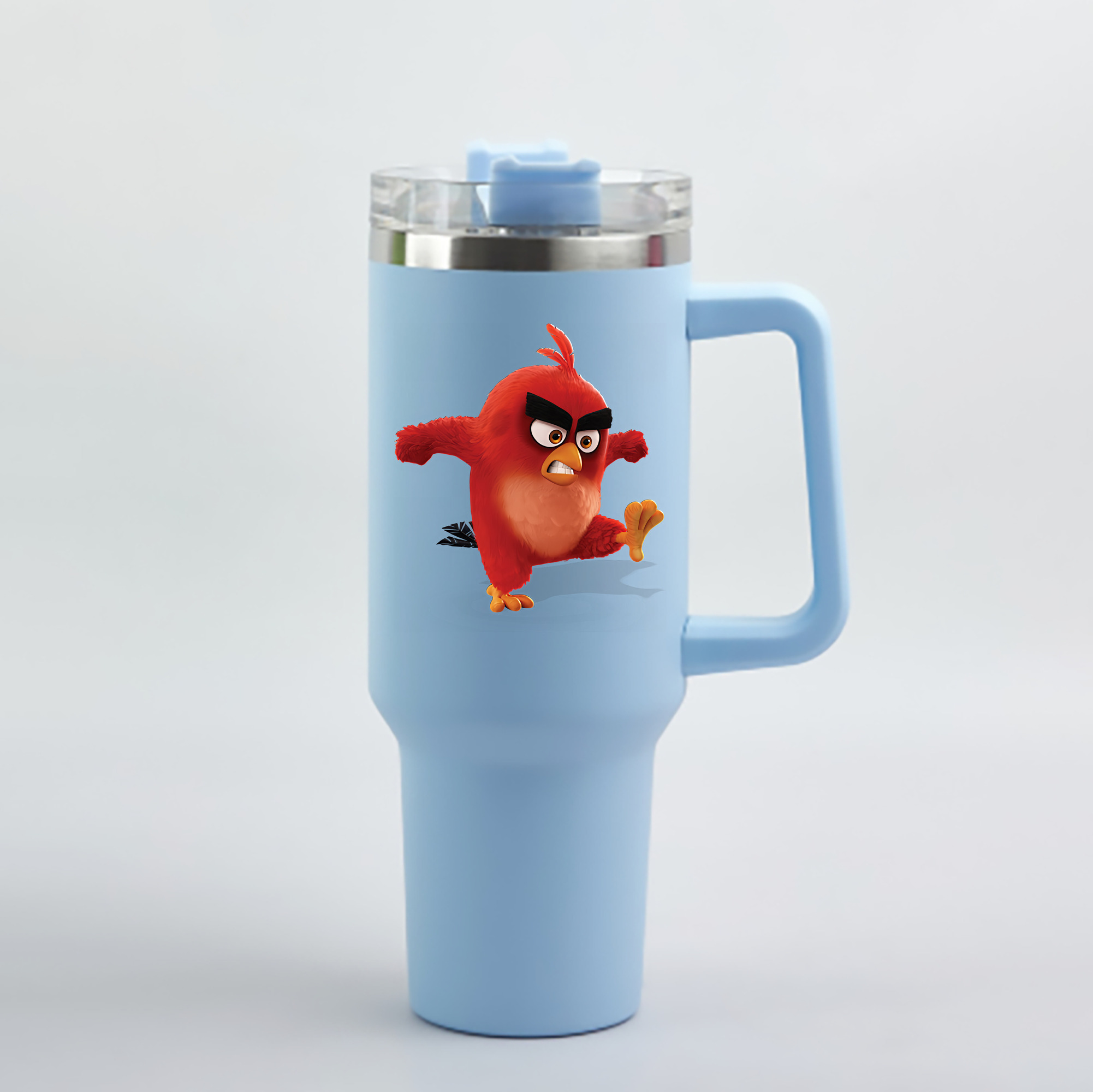 （画像用） Angry Birds アングリーバード 1200mL車用タンブラー - クリスタルステッカー（プラスチックストロー付き）