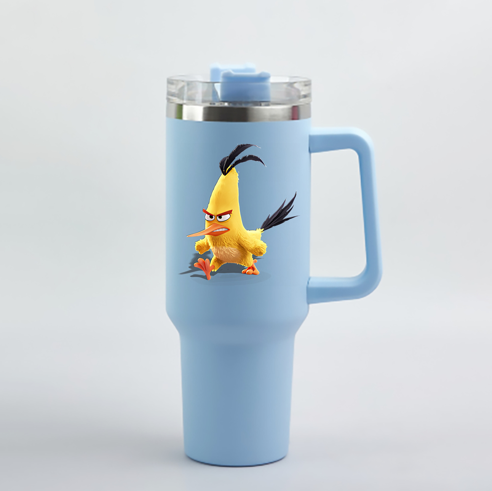 （画像用） Angry Birds アングリーバード 1200mL車用タンブラー - クリスタルステッカー（プラスチックストロー付き）