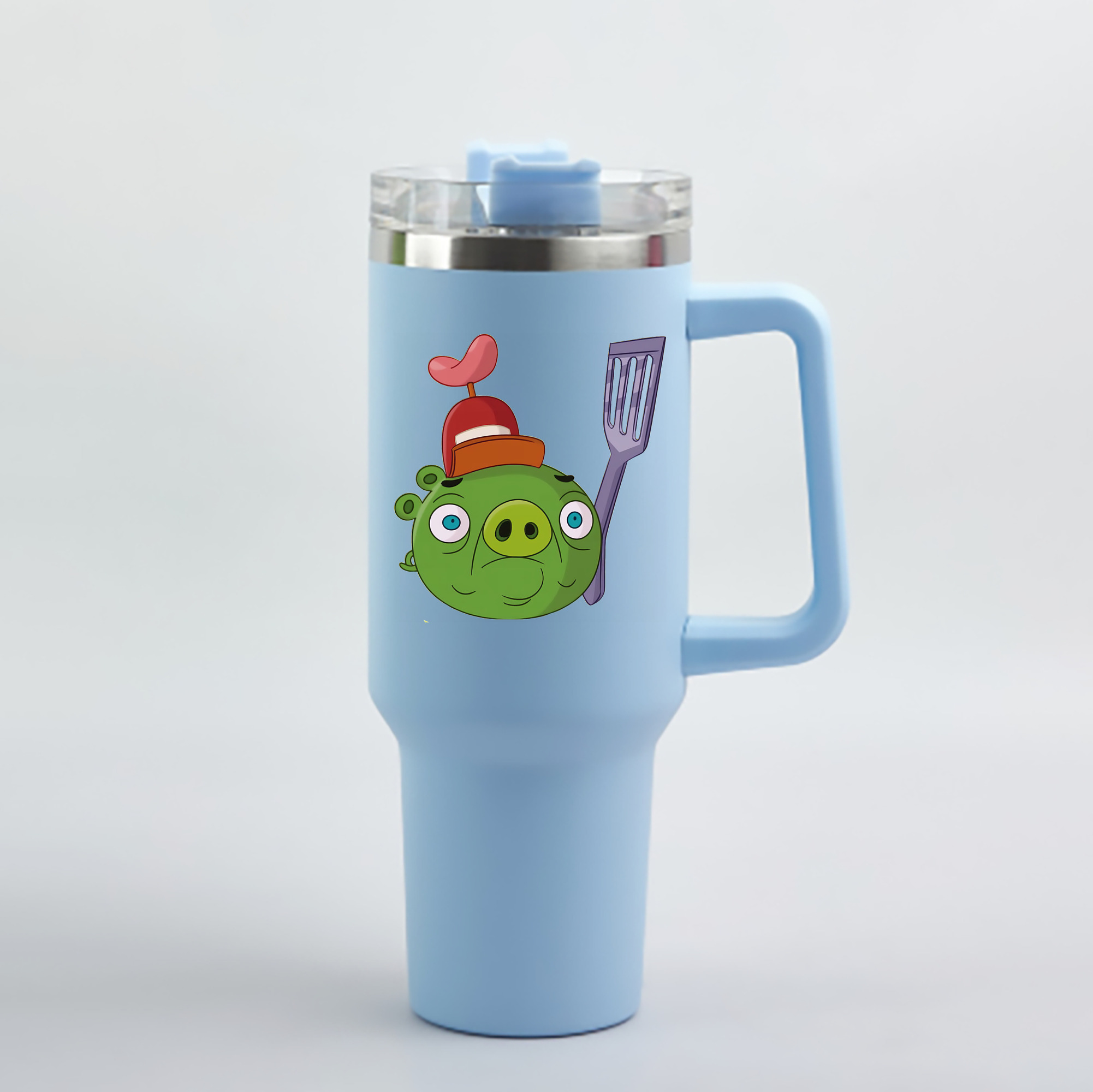 （画像用） Angry Birds アングリーバード 1200mL車用タンブラー - クリスタルステッカー（プラスチックストロー付き）