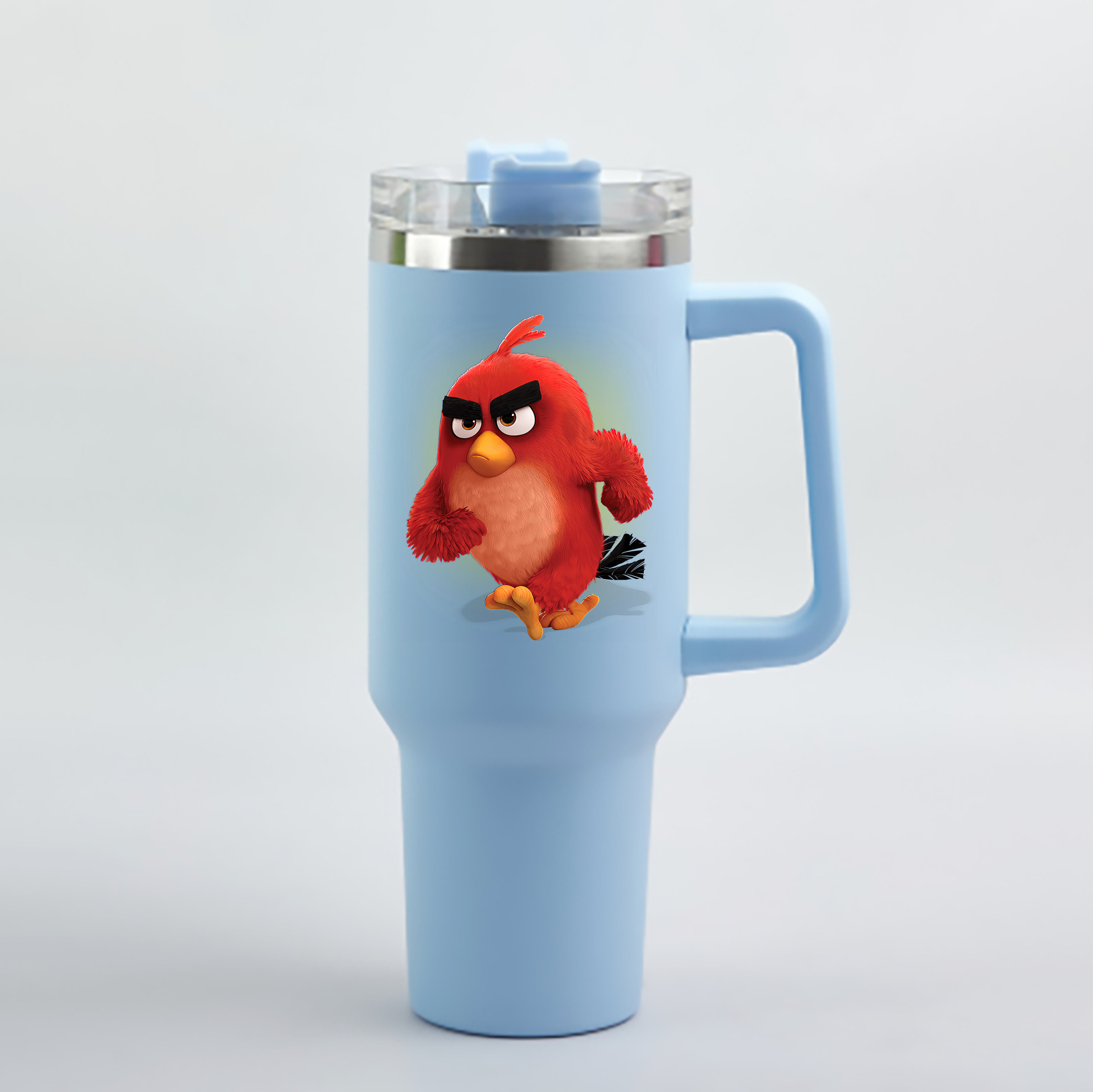 （画像用） Angry Birds アングリーバード 1200mL車用タンブラー - クリスタルステッカー（プラスチックストロー付き）