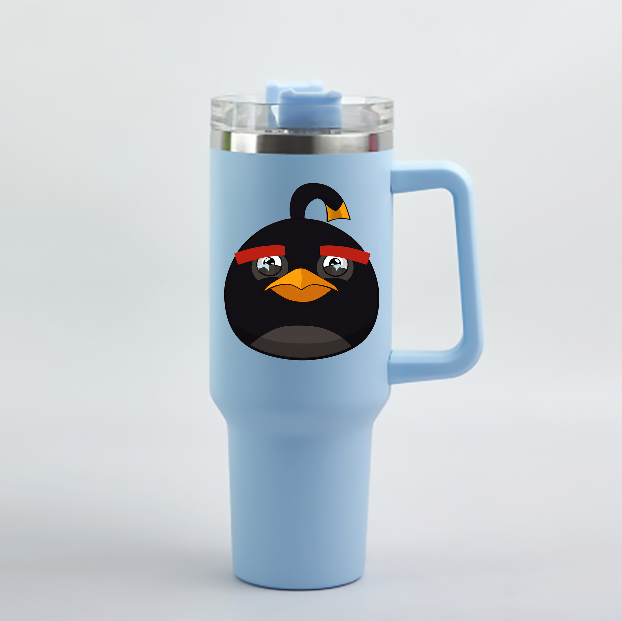 （画像用） Angry Birds アングリーバード 1200mL車用タンブラー - クリスタルステッカー（プラスチックストロー付き）