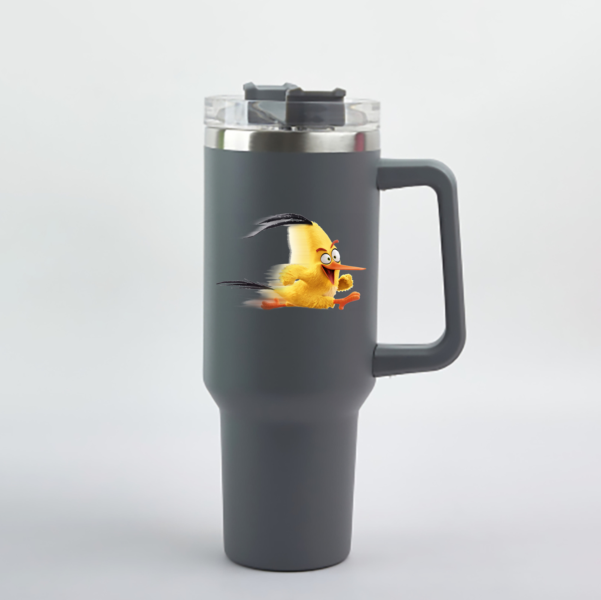 （画像用） Angry Birds アングリーバード 1200mL車用タンブラー - クリスタルステッカー（プラスチックストロー付き）