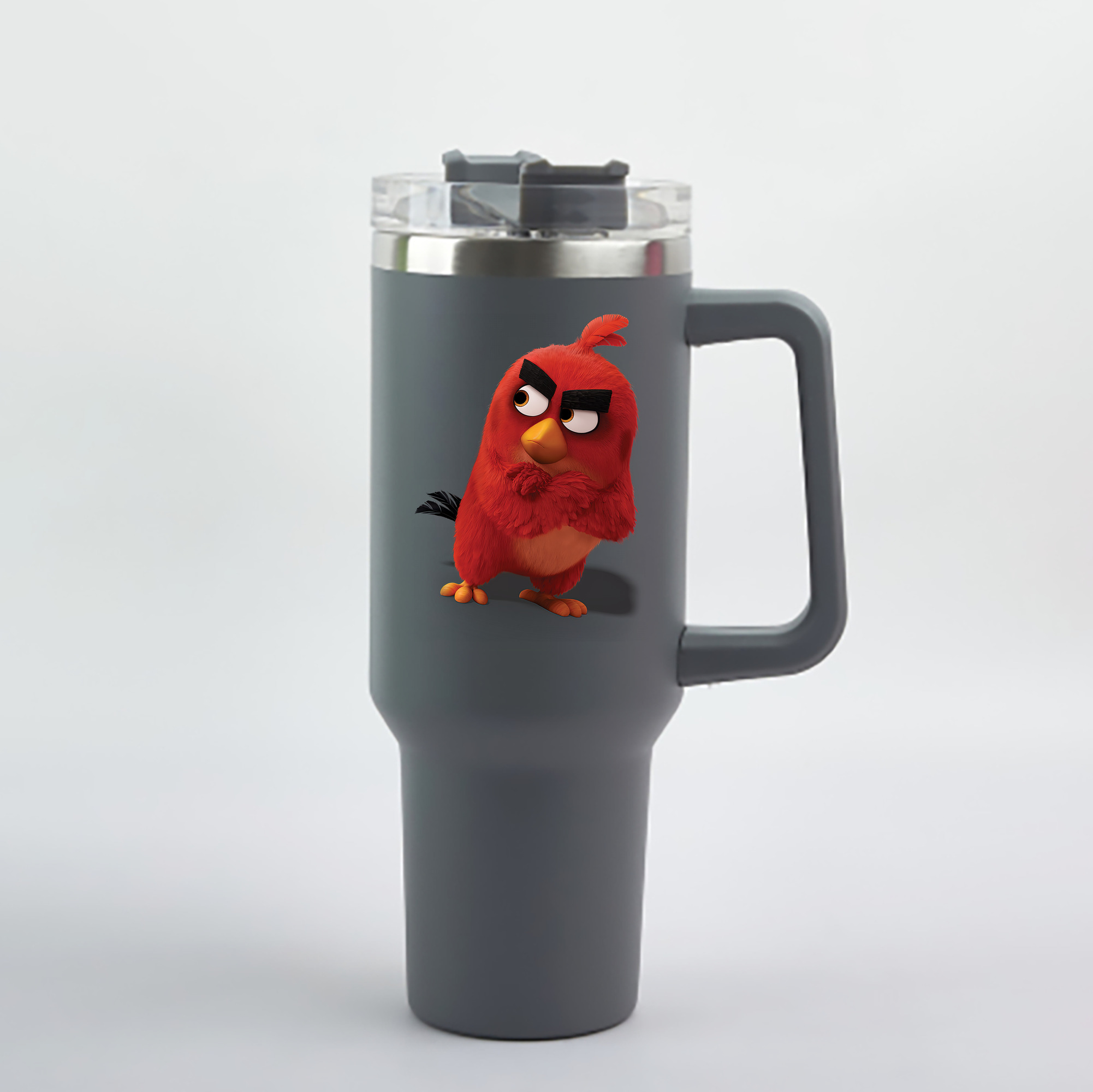 （画像用） Angry Birds アングリーバード 1200mL車用タンブラー - クリスタルステッカー（プラスチックストロー付き）