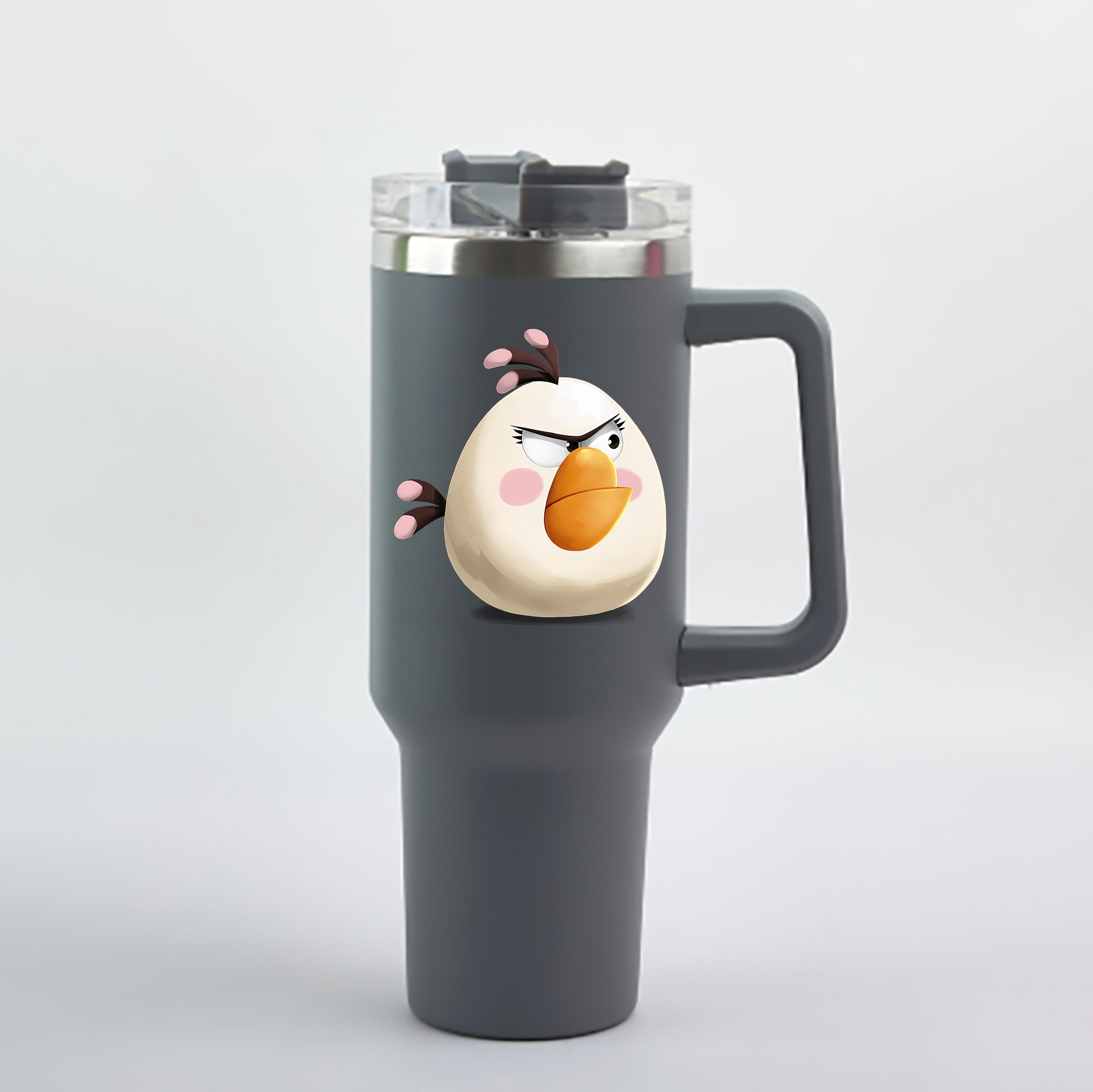 （画像用） Angry Birds アングリーバード 1200mL車用タンブラー - クリスタルステッカー（プラスチックストロー付き）