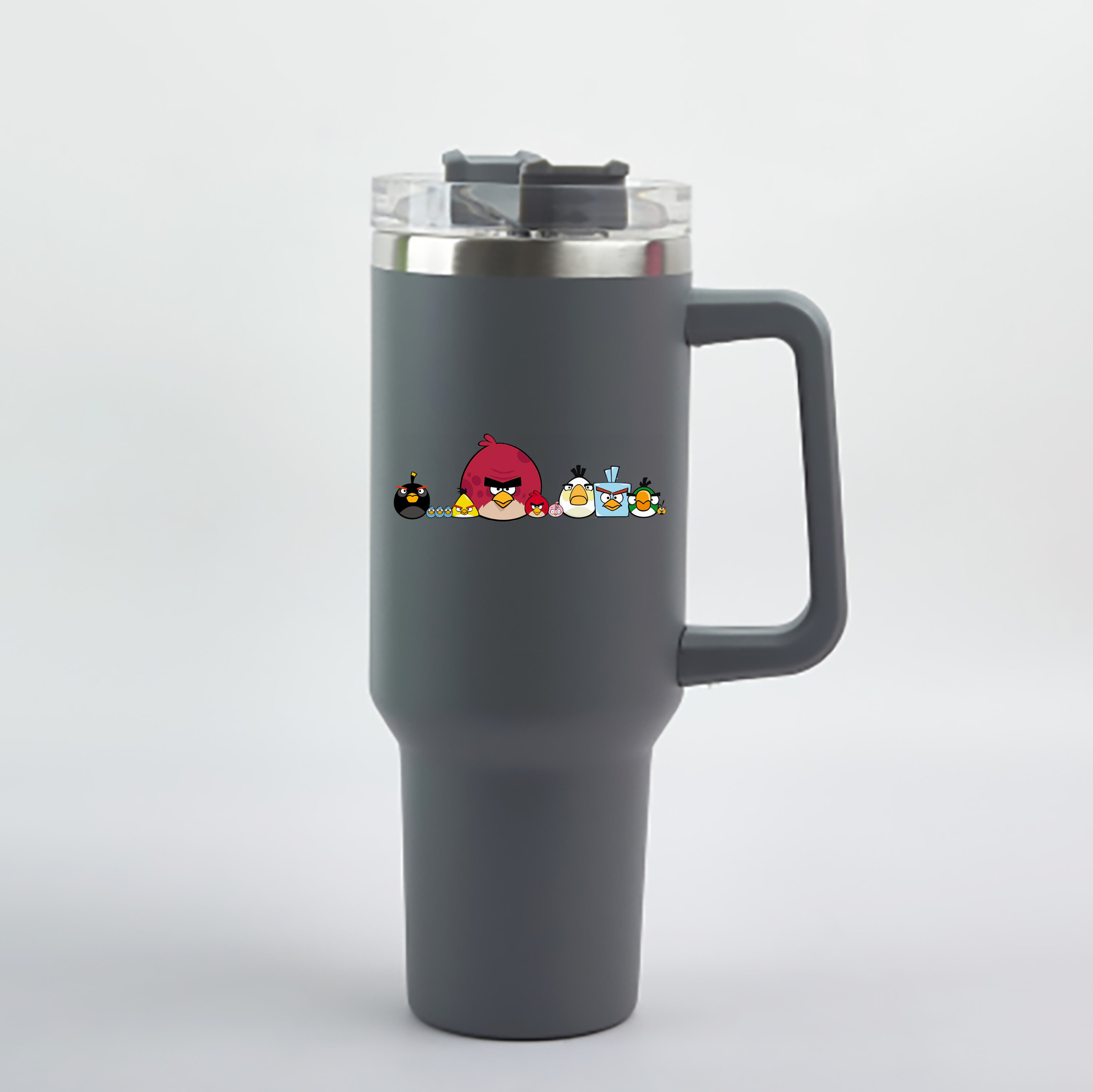 （画像用） Angry Birds アングリーバード 1200mL車用タンブラー - クリスタルステッカー（プラスチックストロー付き）