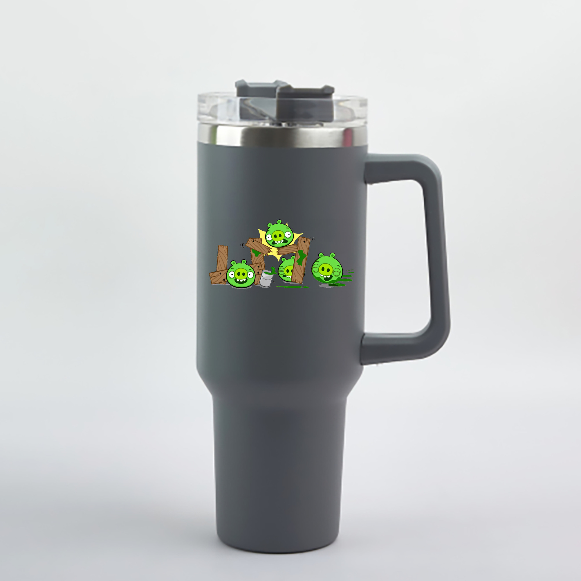 （画像用） Angry Birds アングリーバード 1200mL車用タンブラー - クリスタルステッカー（プラスチックストロー付き）