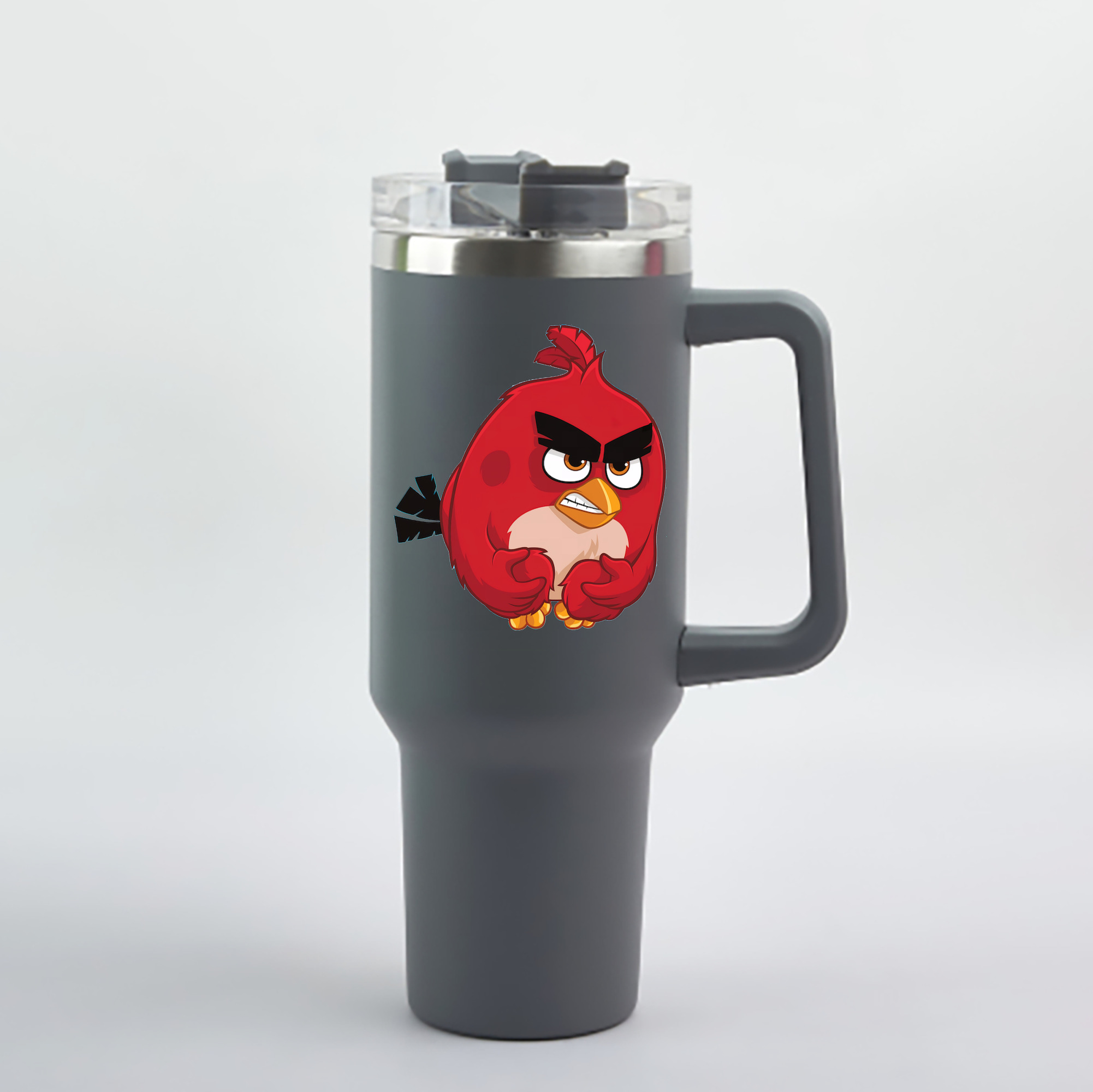 （画像用） Angry Birds アングリーバード 1200mL車用タンブラー - クリスタルステッカー（プラスチックストロー付き）