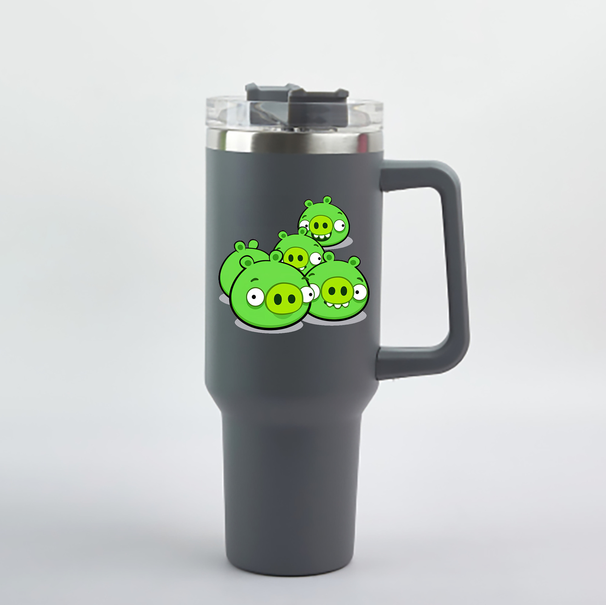 （画像用） Angry Birds アングリーバード 1200mL車用タンブラー - クリスタルステッカー（プラスチックストロー付き）