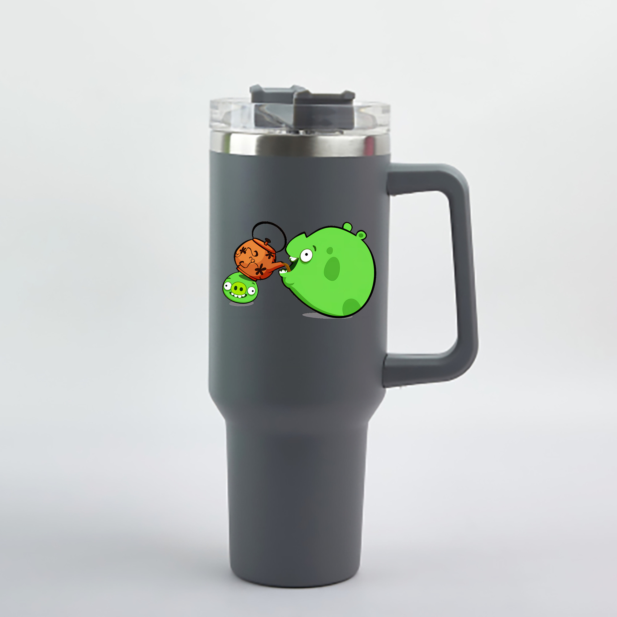 （画像用） Angry Birds アングリーバード 1200mL車用タンブラー - クリスタルステッカー（プラスチックストロー付き）