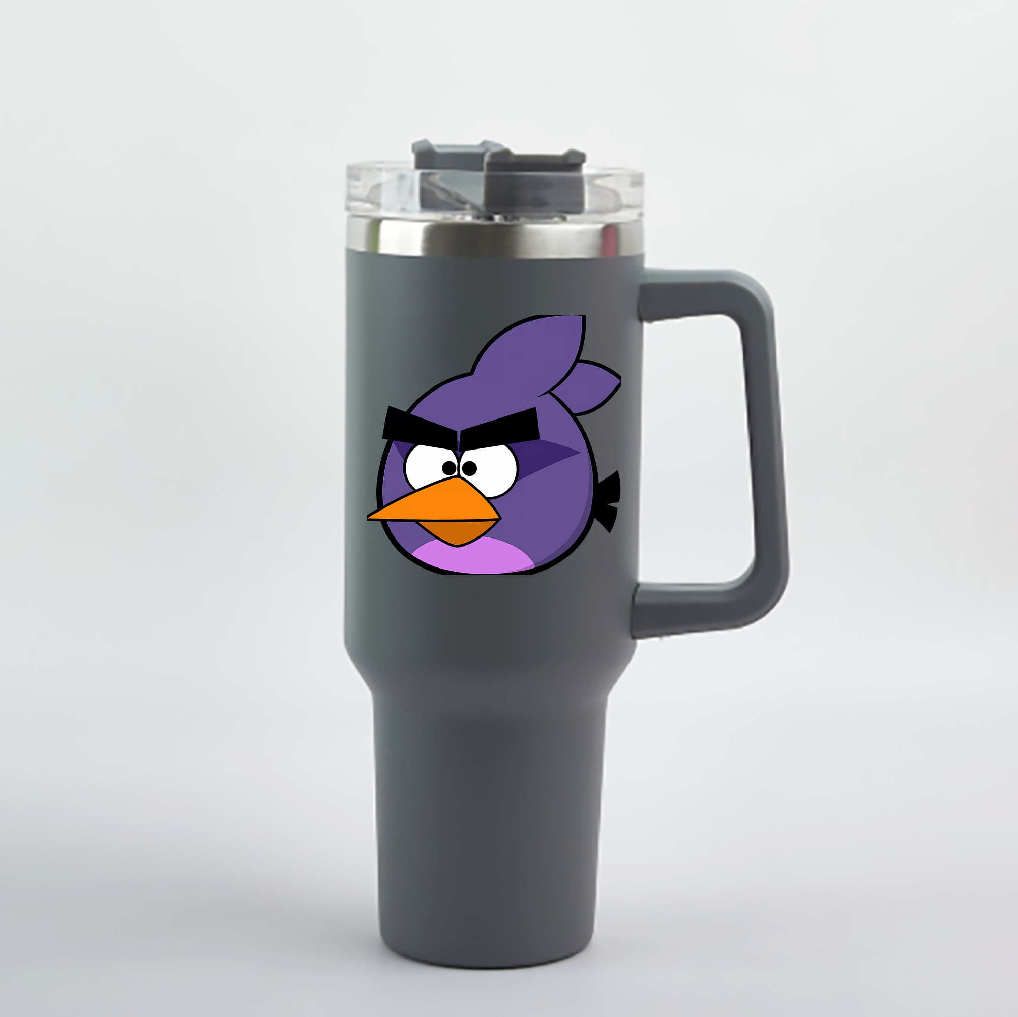 （画像用） Angry Birds アングリーバード 1200mL車用タンブラー - クリスタルステッカー（プラスチックストロー付き）
