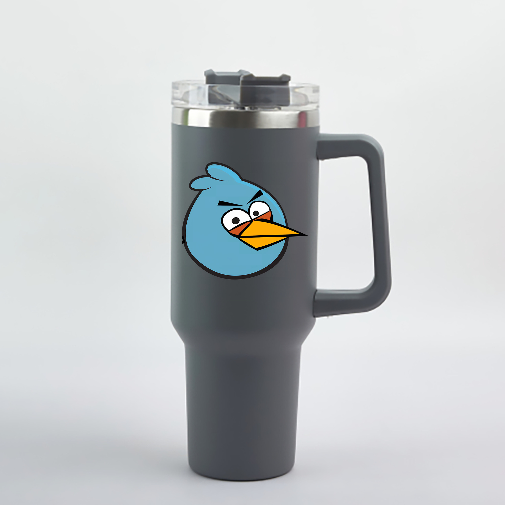 （画像用） Angry Birds アングリーバード 1200mL車用タンブラー - クリスタルステッカー（プラスチックストロー付き）