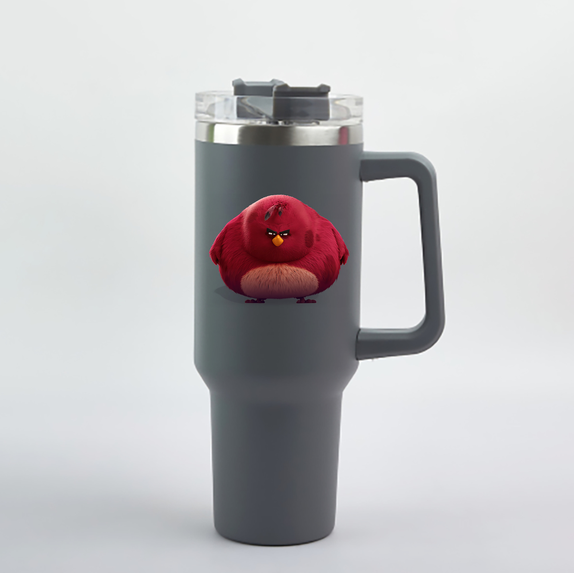 （画像用） Angry Birds アングリーバード 1200mL車用タンブラー - クリスタルステッカー（プラスチックストロー付き）