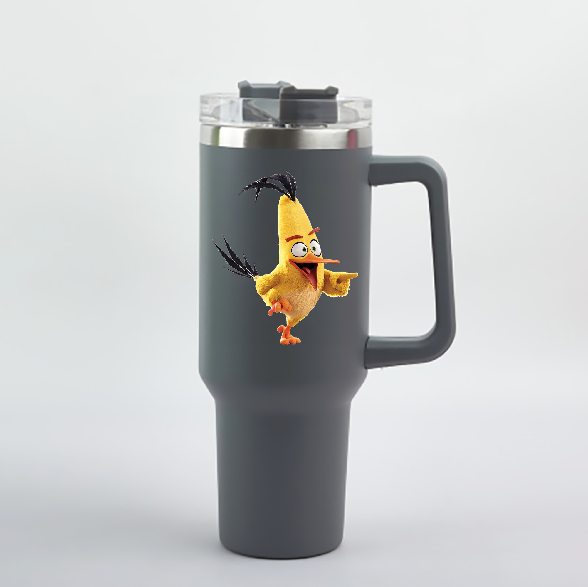 （画像用） Angry Birds アングリーバード 1200mL車用タンブラー - クリスタルステッカー（プラスチックストロー付き）