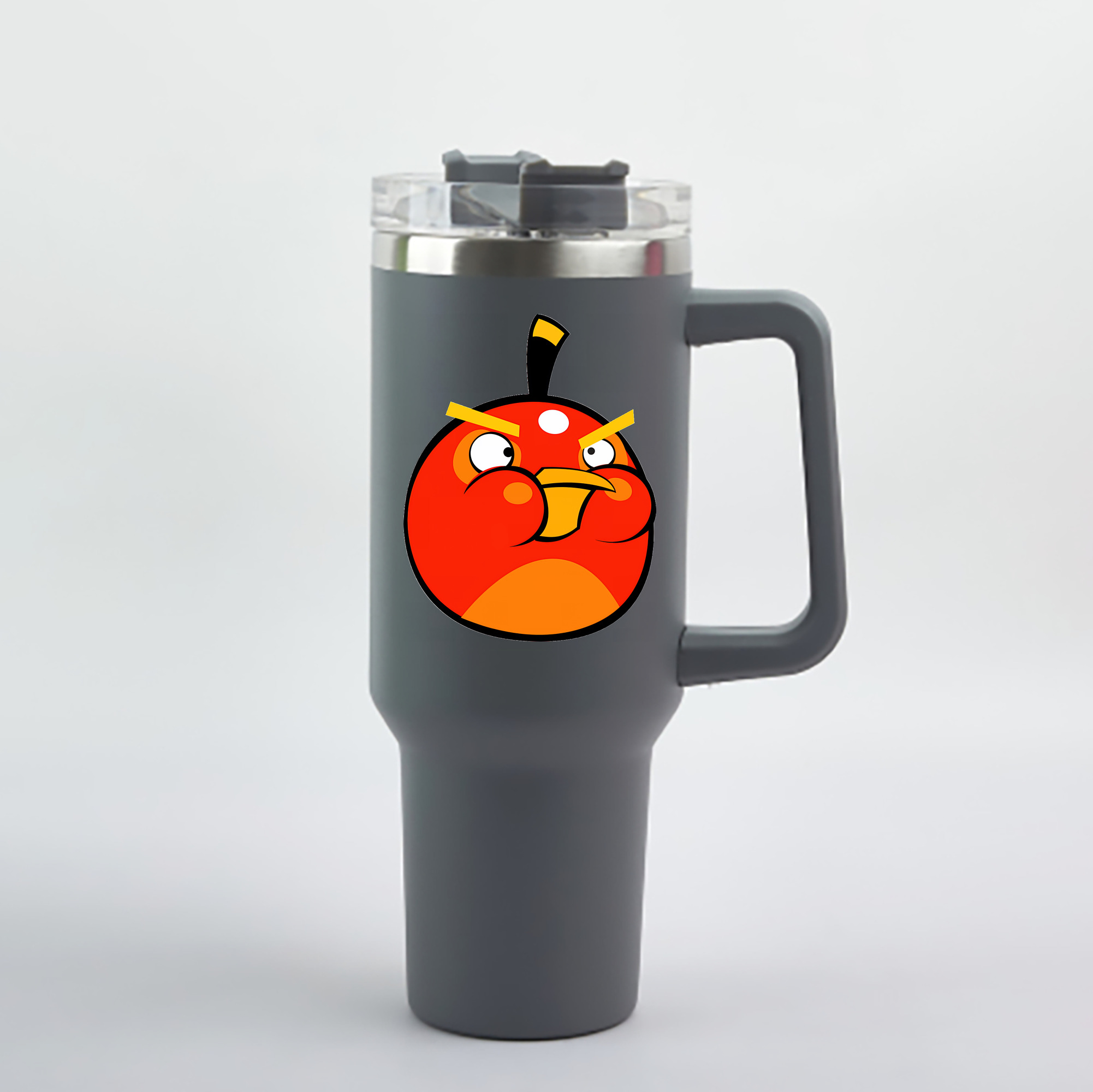 （画像用） Angry Birds アングリーバード 1200mL車用タンブラー - クリスタルステッカー（プラスチックストロー付き）